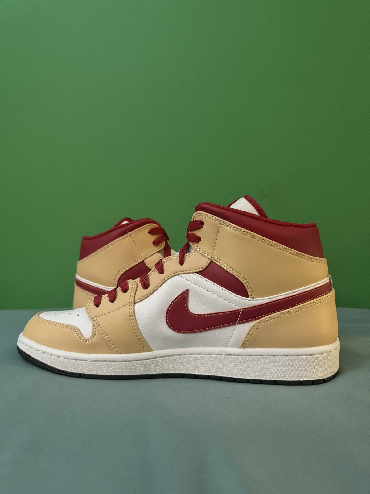 Jordan Brand Nike Air Jordan 1 Mid Light Curry Cardinal 2022 Size US 13 / EU 46 - 2 Thumbnail