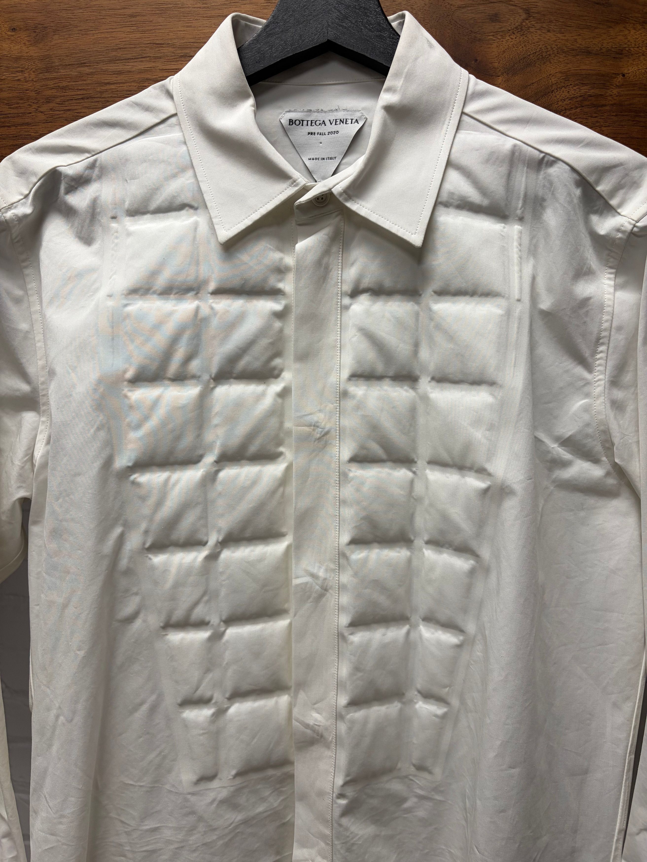 Bottega Veneta Pre AW2020 Bottega Veneta ‘Padded Bib’ White Cotton Button Down Shirt Size US L / EU 52-54 / 3 - 2 Thumbnail