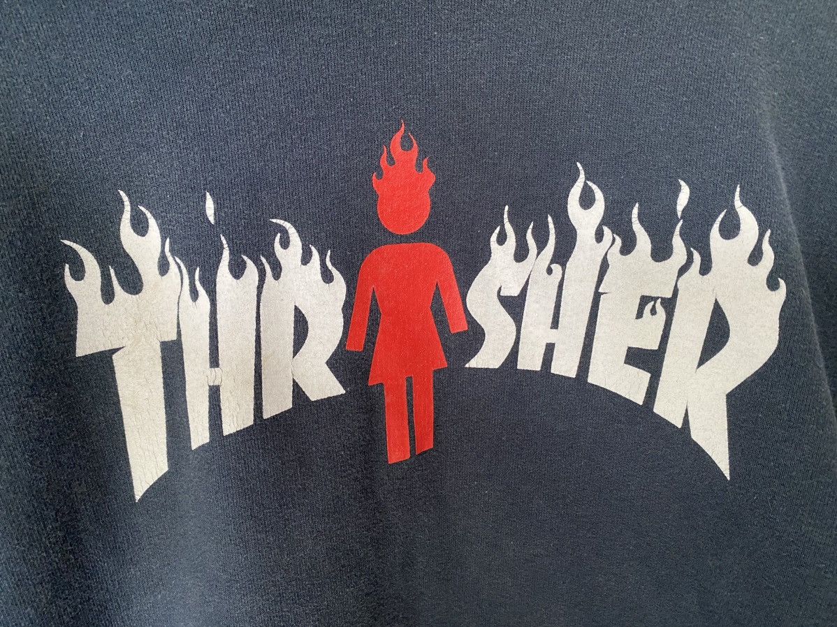 Girl Skateboards 2000s Thrashers x Girl Skate fire 🔥 flame hoodie Size US M / EU 48-50 / 2 - 5 Thumbnail