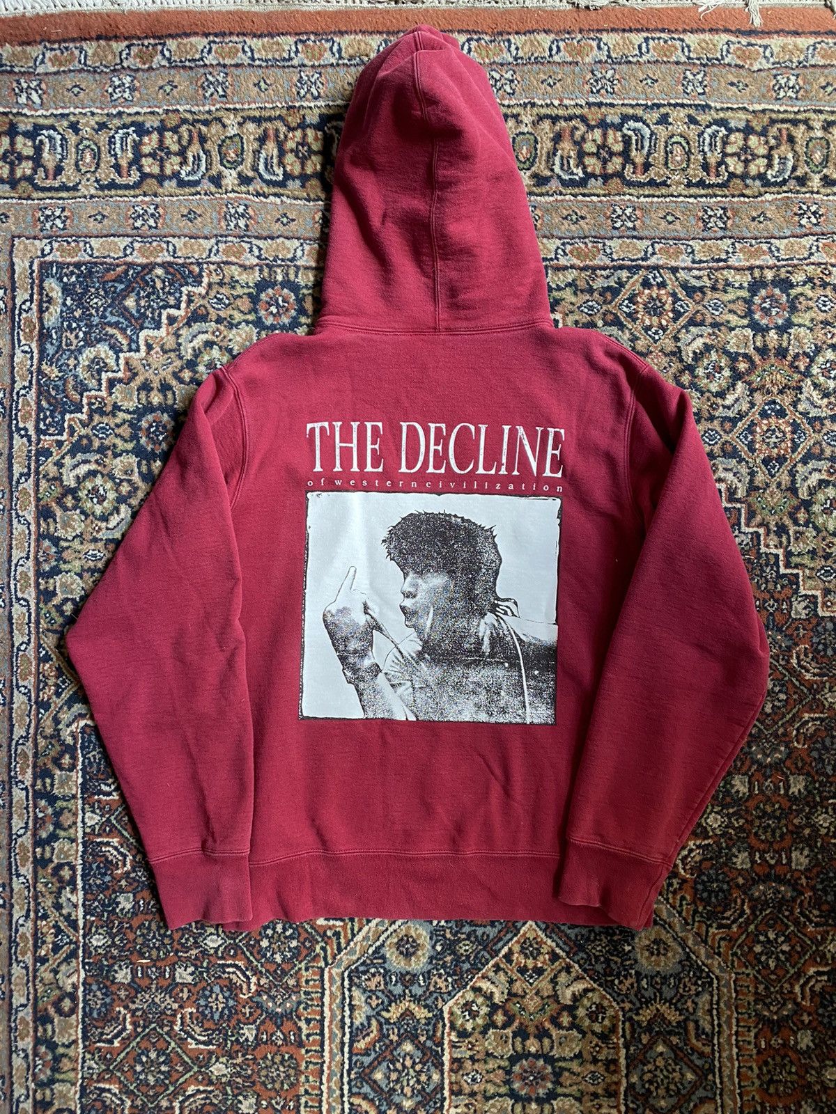 image of Supreme The Decline Hoodie 2017 in Dark Maroon, Men's (Size Medium)