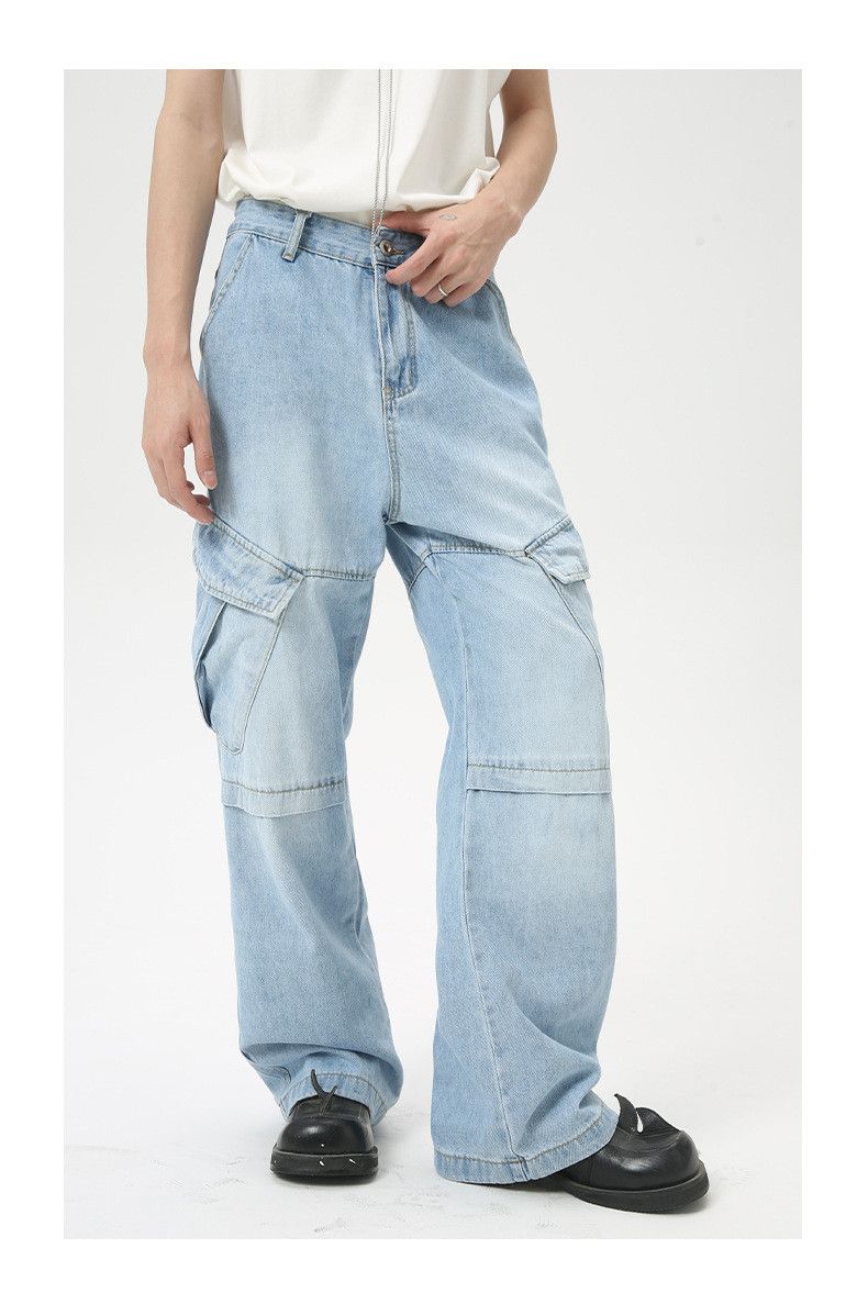 Japanese Brand × Vintage Street Retro Raw Edge Embroidery Baggy Jeans Size US 33 - 4 Thumbnail