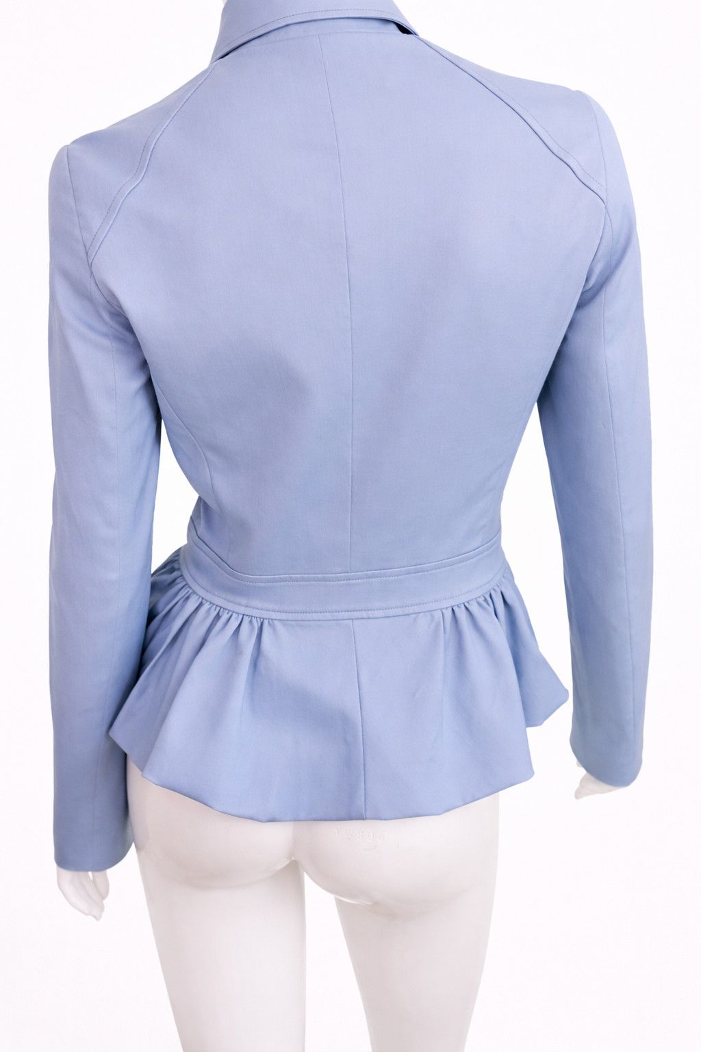 John Galliano John Galliano Powder Blue Peplum Trench Tailored Jacket Size S / US 4 / IT 40 - 6 Thumbnail