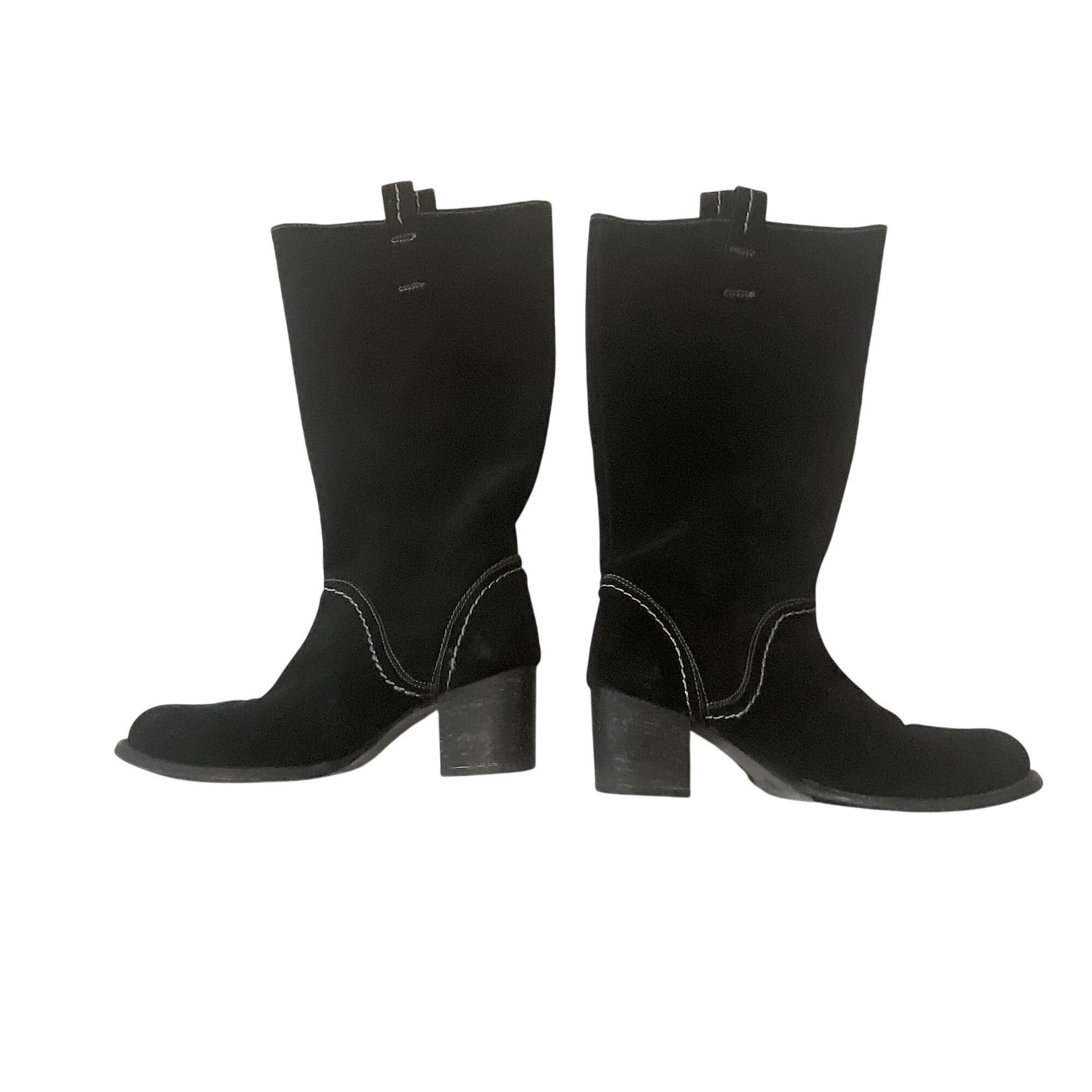 Bed Stu Bed Stu Black Suede Mid Calf Boots, chunky heel, Size 6 Size US 6 / IT 36 - 2 Thumbnail