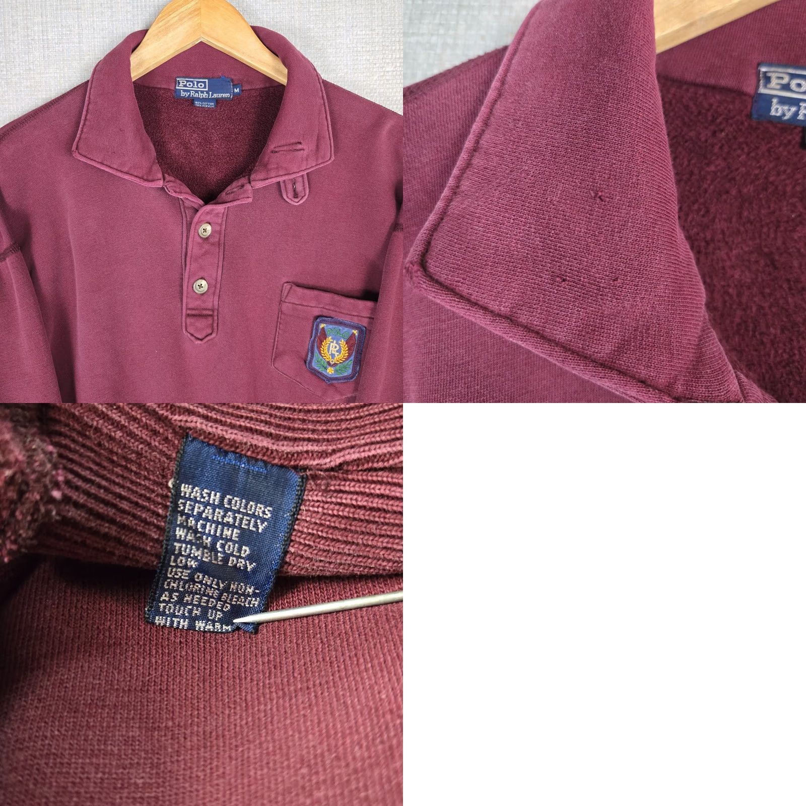 Polo Ralph Lauren VINTAGE Polo Ralph Lauren Mens Collared Sweatshirt Shirt RL Unicrest Oxblood M Red Polo RL Unicrest Rugby Polo Shirt Mens Size US M / EU 48-50 / 2 - 9 Thumbnail