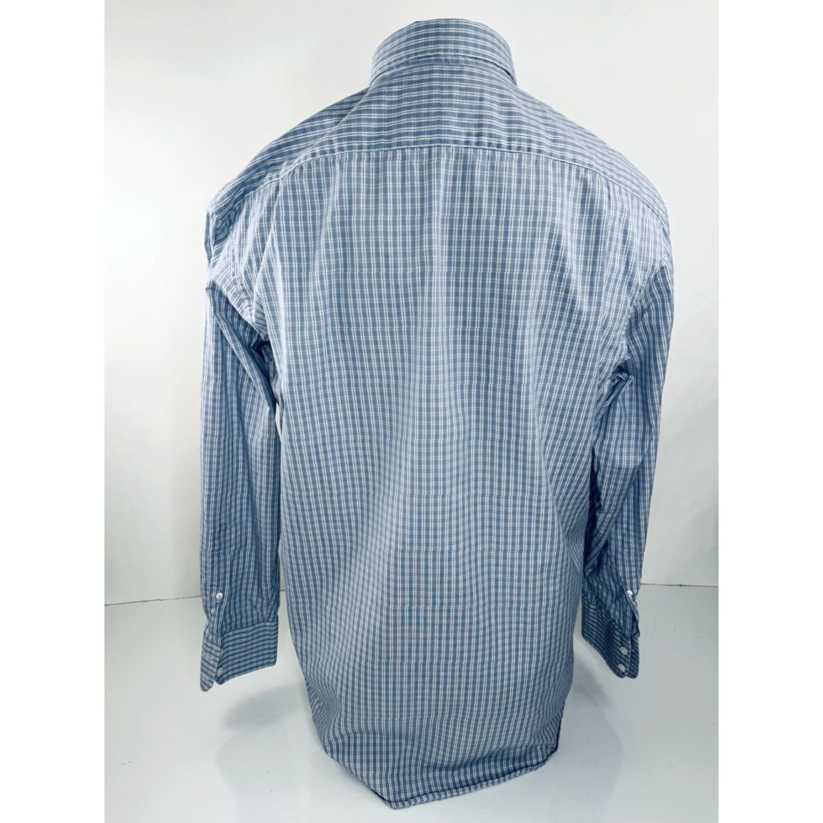 Gieves & Hawkes GIEVES & HAWKES Shirt Plaid Blue / White Mens 16.5 42 Dress Shirt Size US XL / EU 56 / 4 - 3 Thumbnail