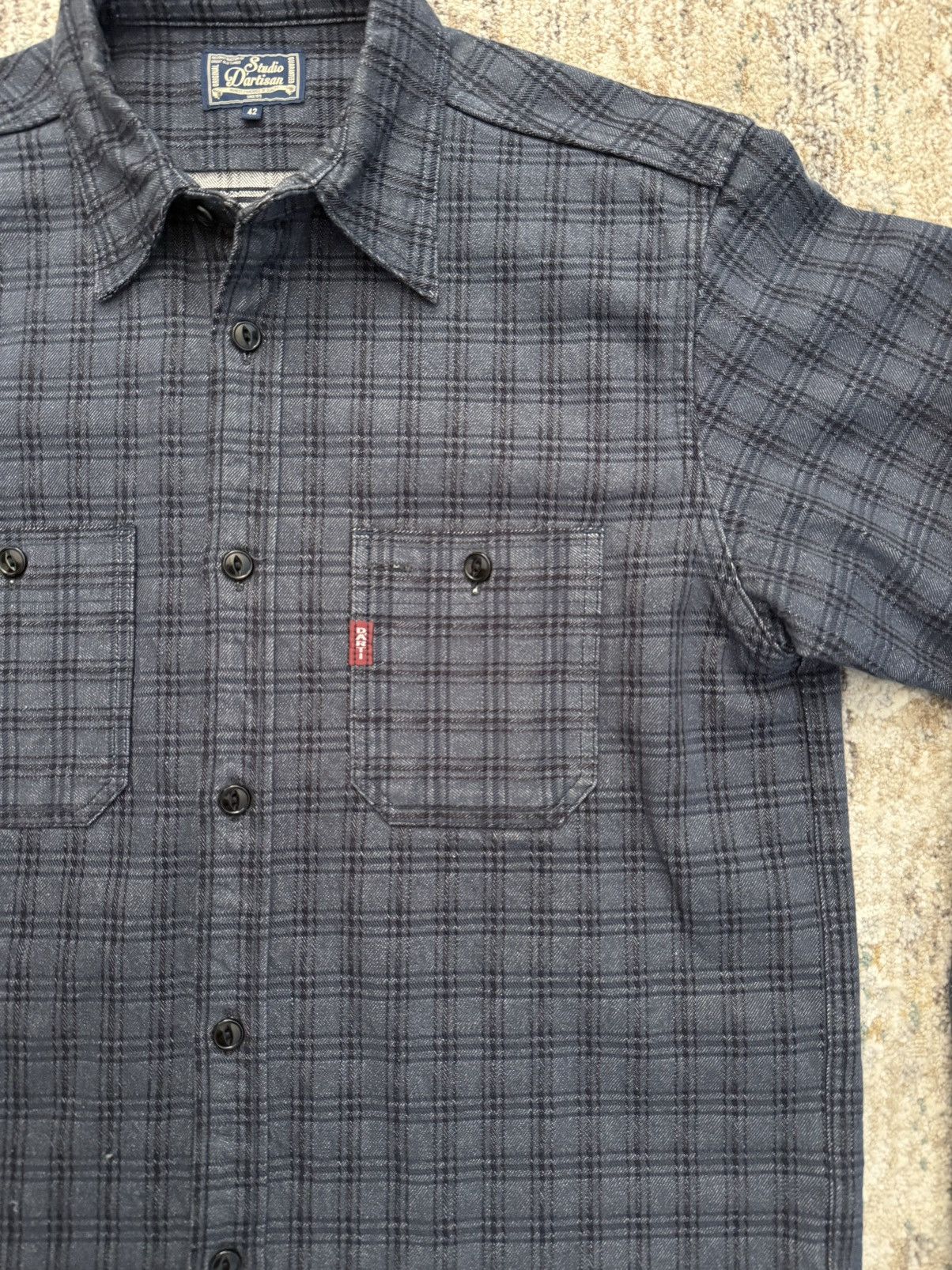 Studio D'Artisan STUDIO D’ARTISAN 13OZ JACQUARD CHECK WORK SHIRT - NAVY Size US L / EU 52-54 / 3 - 4 Thumbnail
