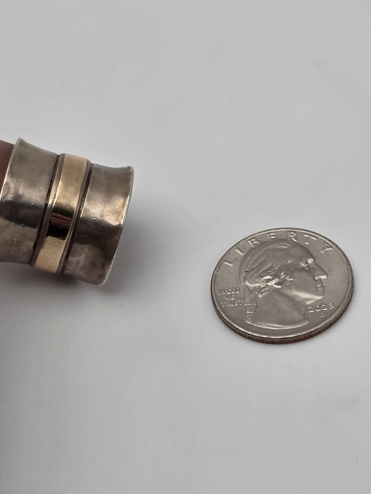 The Unbranded Brand Vintage Israel Sterling Silver 925 10k Gold Modernist Ring 7 Size ONE SIZE - 6 Thumbnail