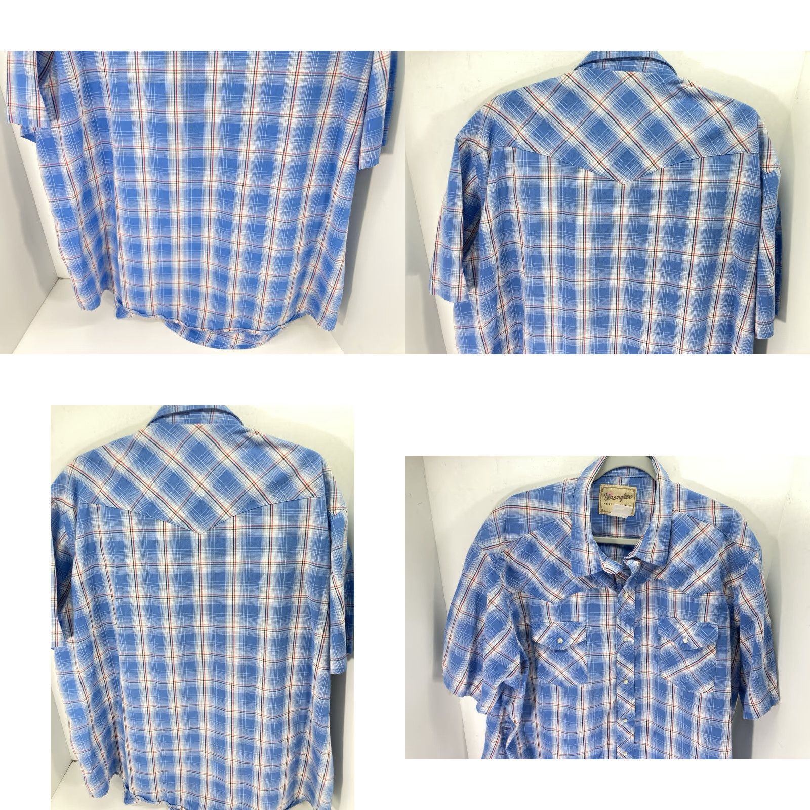 Wrangler VINTAGE Wrangler Pearl Snap Western Shirt Men 2XL Blue Short Sleeve Plaid Metallic Thread Pearl Snap Shirt Mens Western 2XL Blue Sleeve Short Size US XXL / EU 58 / 5 - 8 Thumbnail