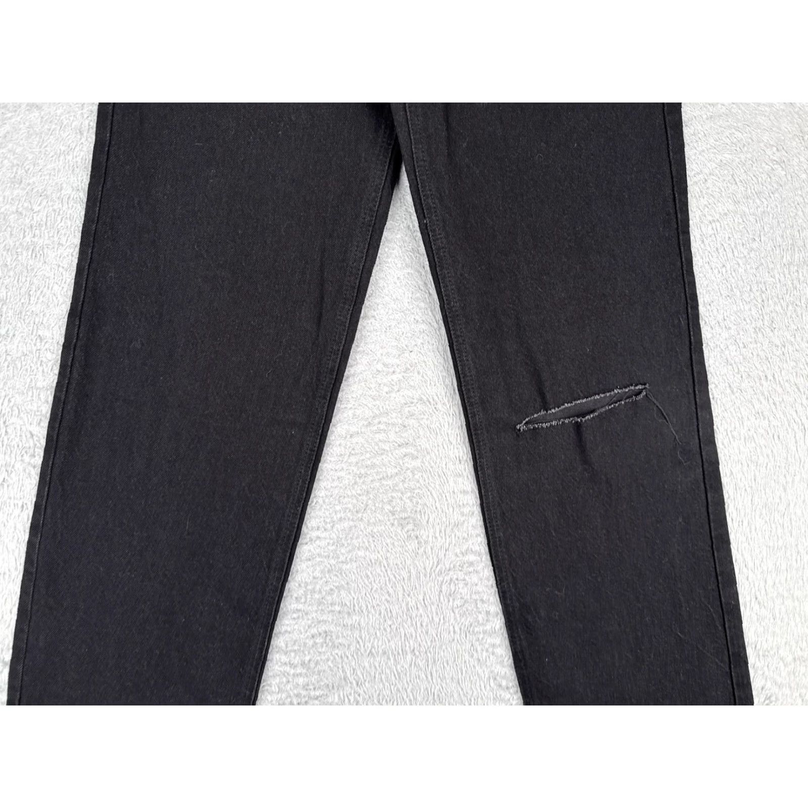 Pacsun PacSun Jeans Womens High Rise Straight Distressed Black 24x33 Zip Knee Slits 5-Pocket Denim Size 42" / US 20 - 3 Thumbnail