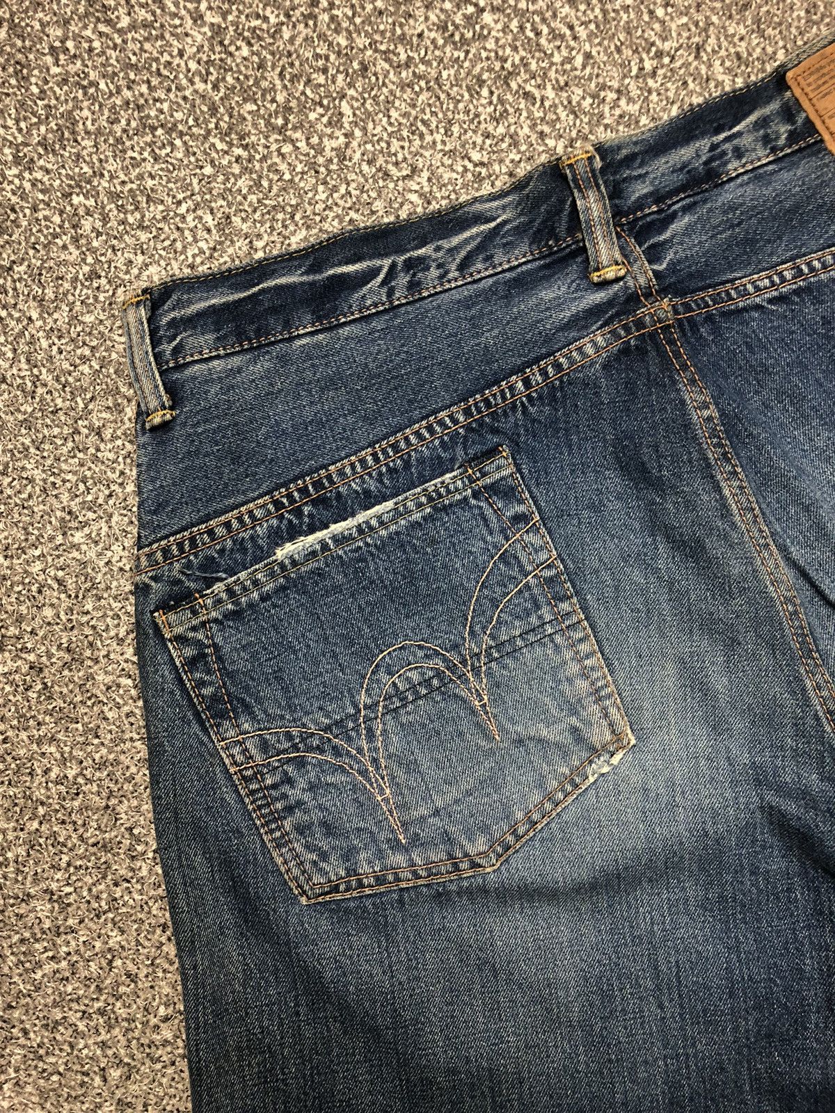 Edwin × Japanese Brand × Vintage 💥RARE💥Vintage Faded EDWIN 505 Half Salvedge Jeans Size US 37 - 17 Thumbnail