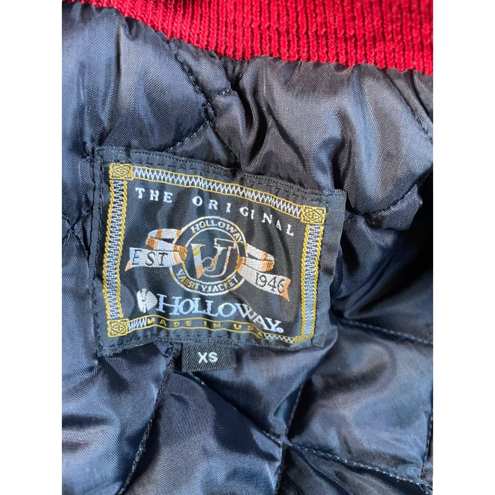 Holloway VINTAGE Holloway Varsity Jacket Shirt XS Red Gray Wool Leather USA Made Men Size US XS / EU 42 / 0 - 3 Thumbnail