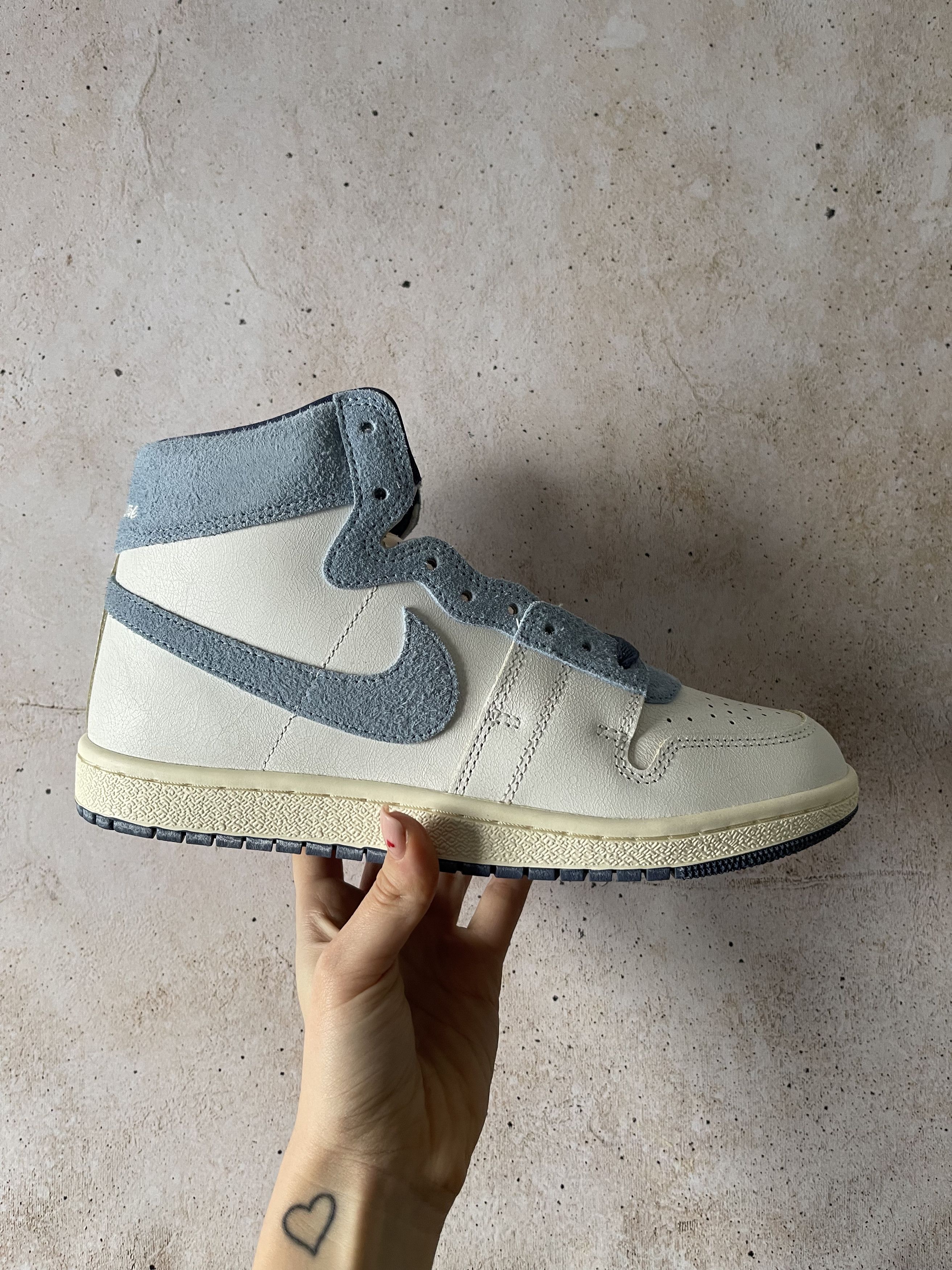 image of Nike Jordan Air Ship Pe Sp Every Game Diffused Blue Shoes in Summit White/Diffused Blue/Chambray (S