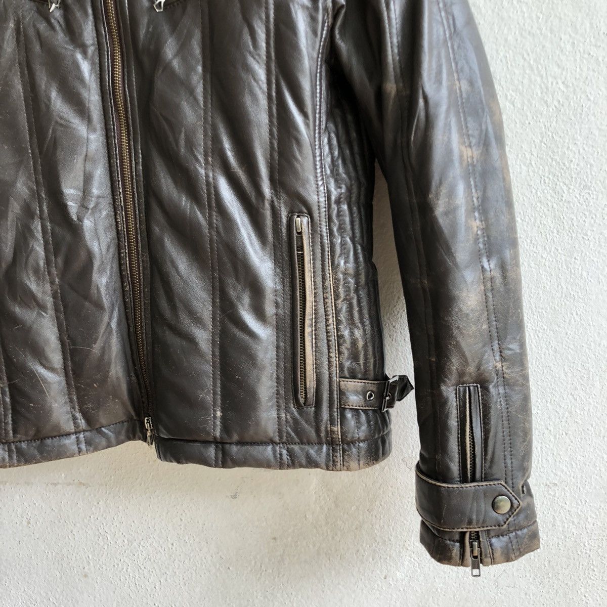 Japanese Brand HARUF distressed moto leather jacket Size US S / EU 44-46 / 1 - 8 Thumbnail