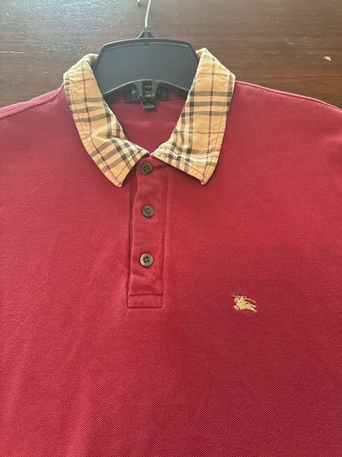 Burberry Burberry Vintage Nova Button Up Red Polo Shirt Size US L / EU 52-54 / 3 - 2 Thumbnail