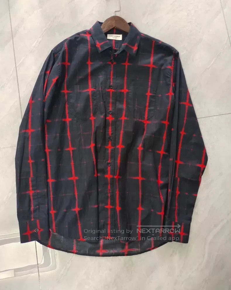 Saint Laurent Paris Saint Laurent Paris Black and Red Cross-Textured Shirt i Size US XXS / EU 40 - 1 Thumbnail