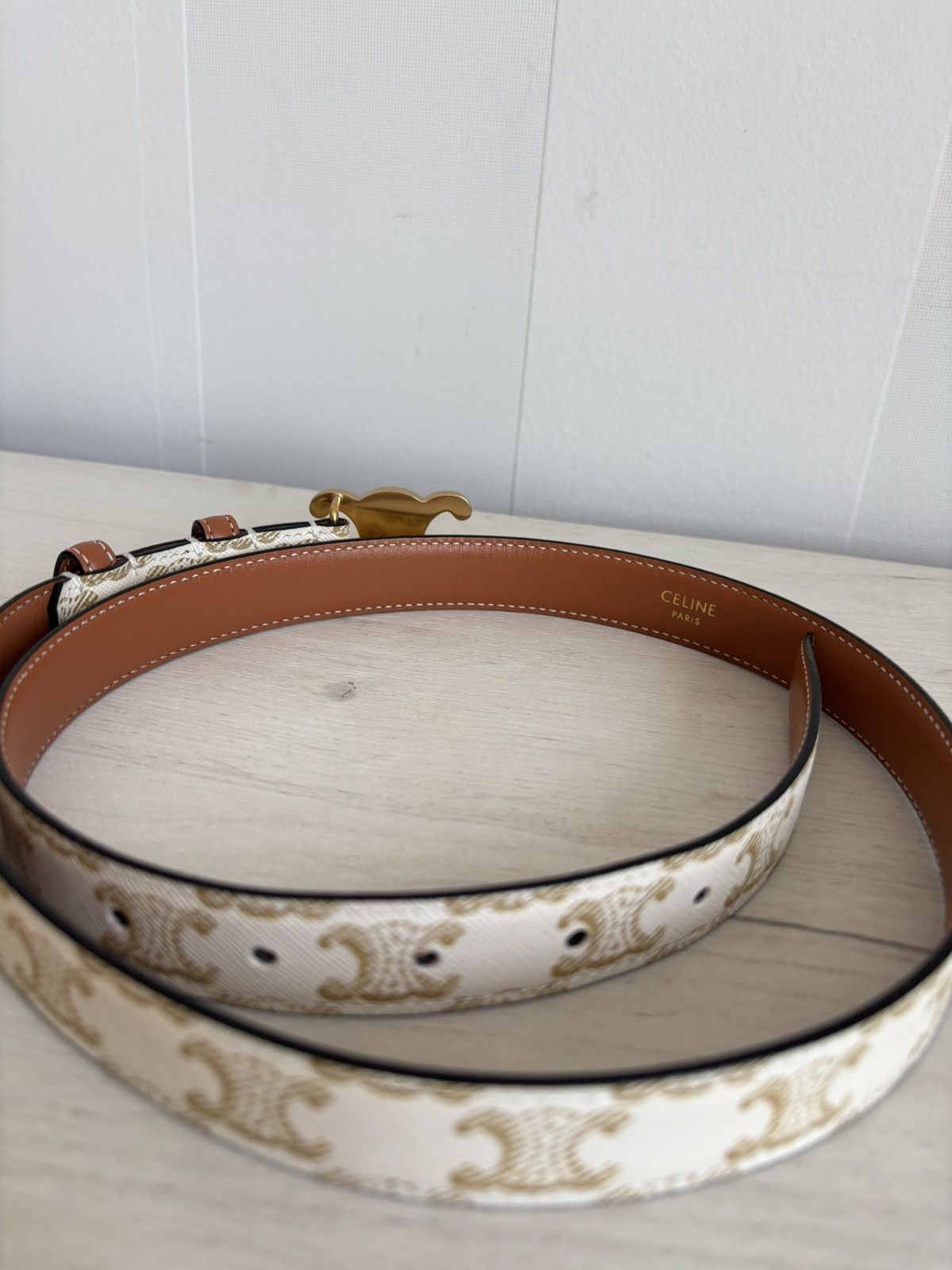 Celine Celine Paris Triomphe Gray/Brown Monogram Belt Made in Italy Size ONE SIZE - 19 Thumbnail