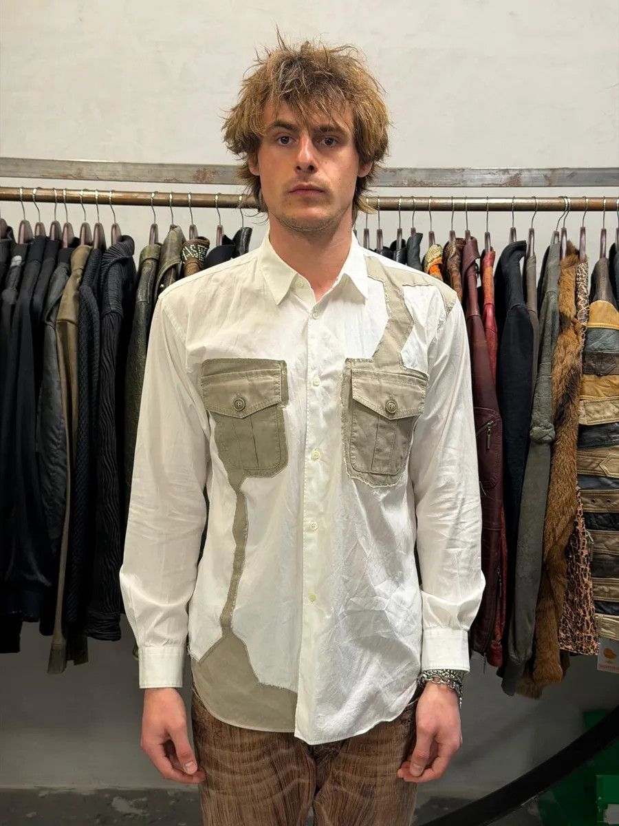 Comme des Garcons Comme des Garçons White Camo Cargo Irregular Shirt Size US M / EU 48-50 / 2 - 2 Thumbnail