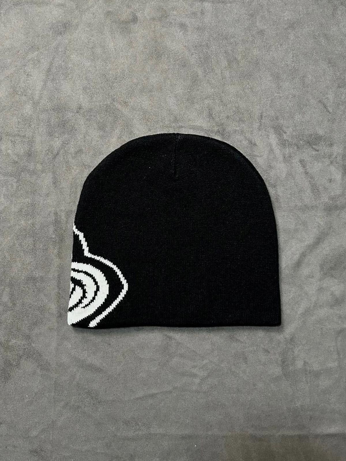 Japanese Brand Angry Wolf Graphic Graphic No Cuff Knit Beanie Black Hat OS Size ONE SIZE - 4 Thumbnail