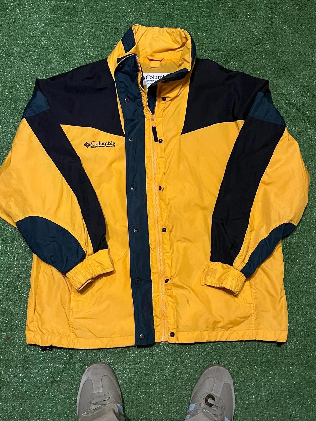 Columbia Men's Yellow and Black Windbreaker Jacket