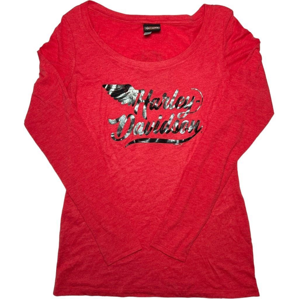 Harley Davidson Harley-Davidson Women's red long Sleeve Top Medium Size M / US 6-8 / IT 42-44 - 1 Thumbnail