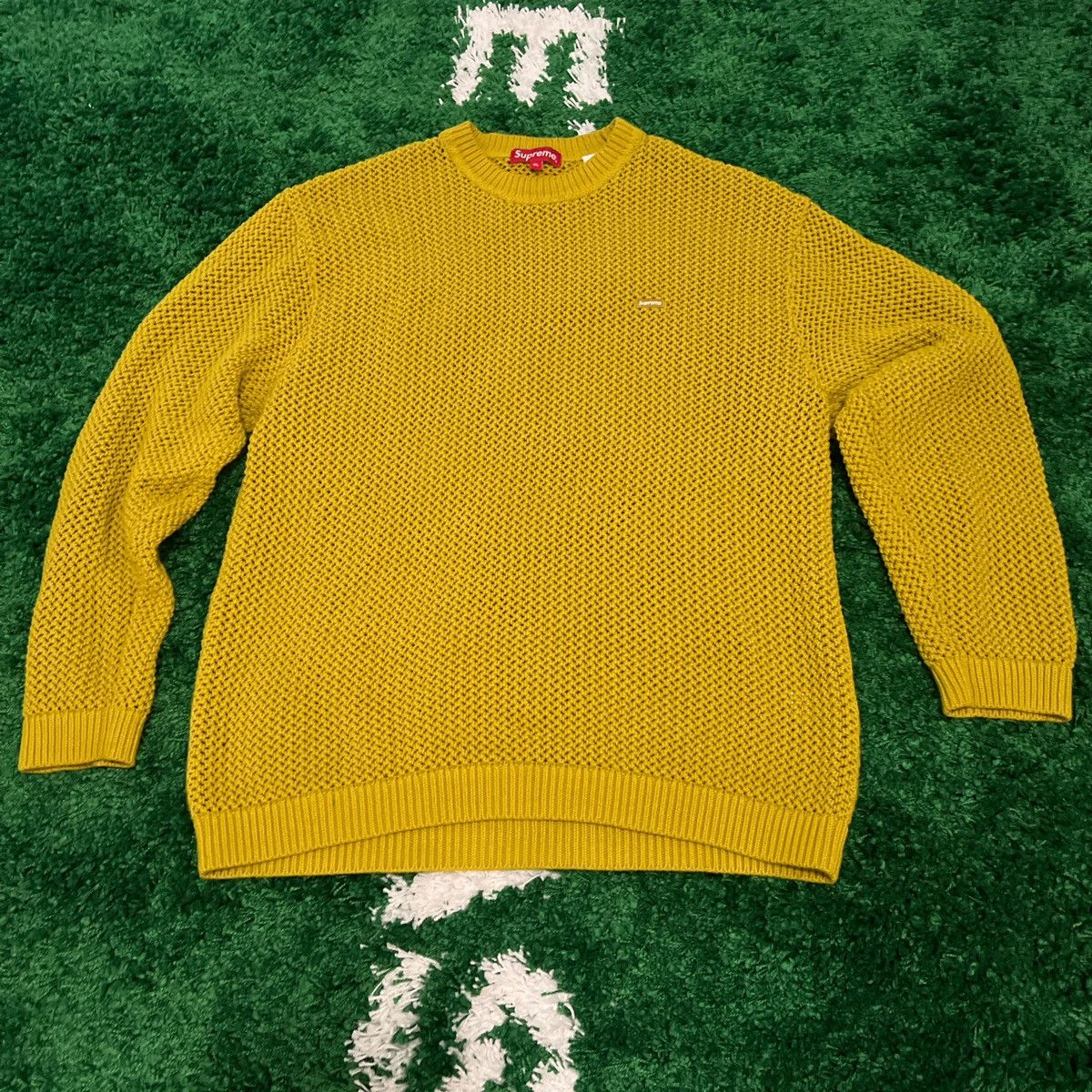 Supreme Supreme Open Knit Small Box Sweater (Acid Green in XL  