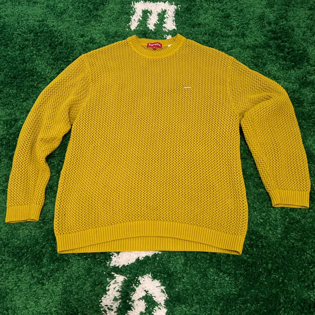 Image of Supreme Open Knit Small Box Sweater (Acid Green In Xl), Men's