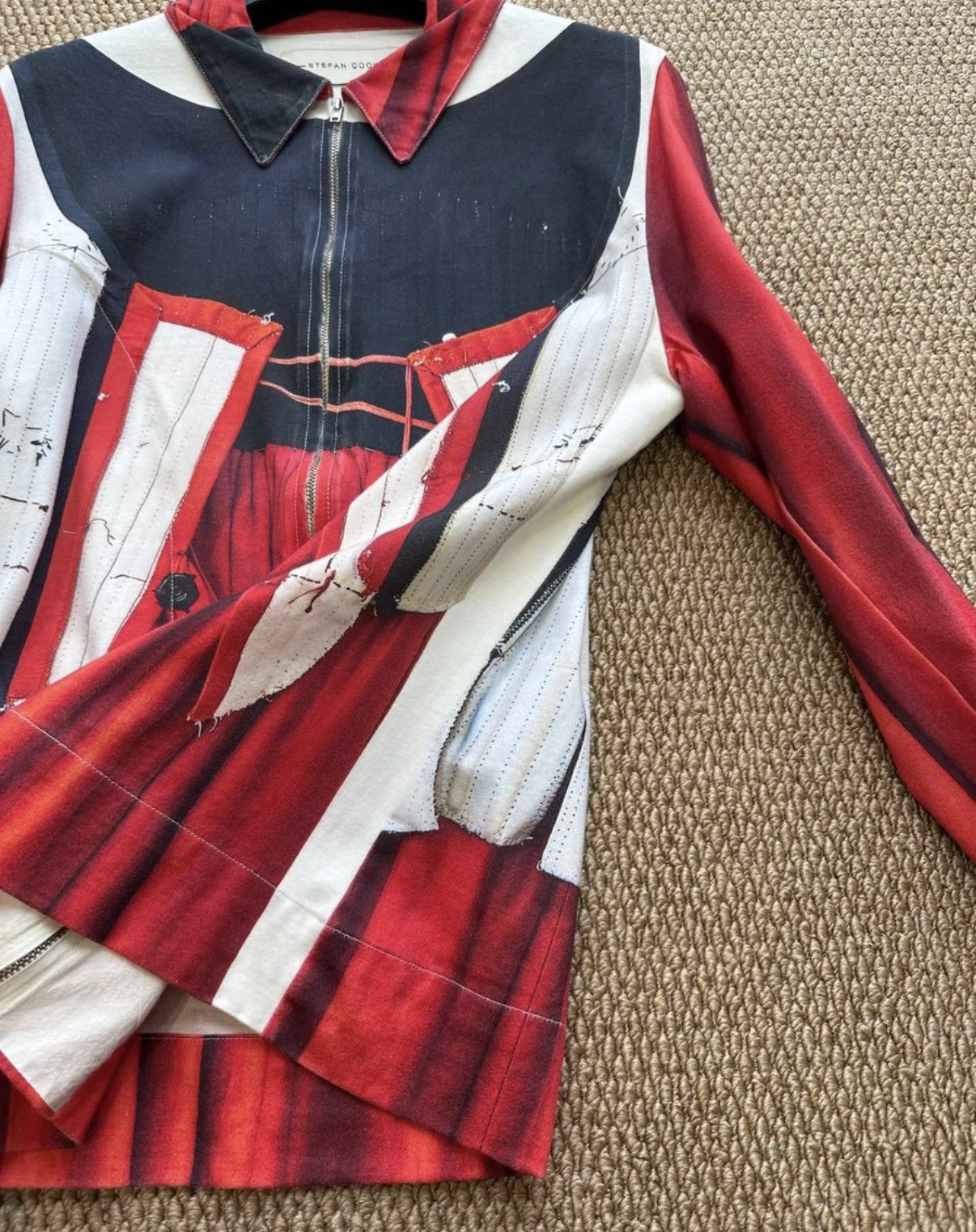 Stefan Cooke Stefan Cooke Red & Black Fake Two-Piece Print Jacket K23 Size US S / EU 44-46 / 1 - 6 Thumbnail