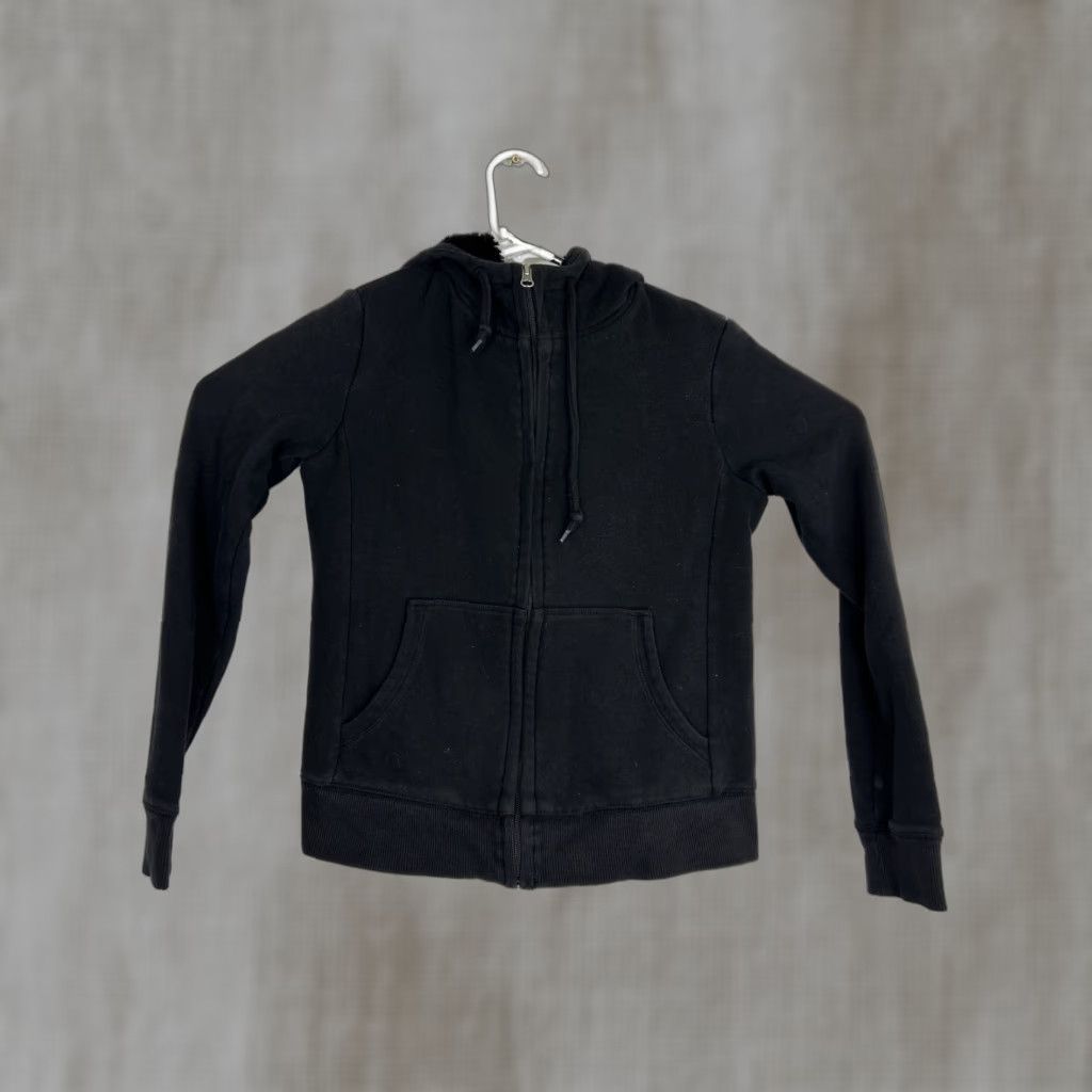 Uniqlo Uniqlo Womens XS Full Zip Hoodie Black Fuzzy Line Polyester Spandex Size XS / US 0-2 / IT 36-38 - 1 Thumbnail