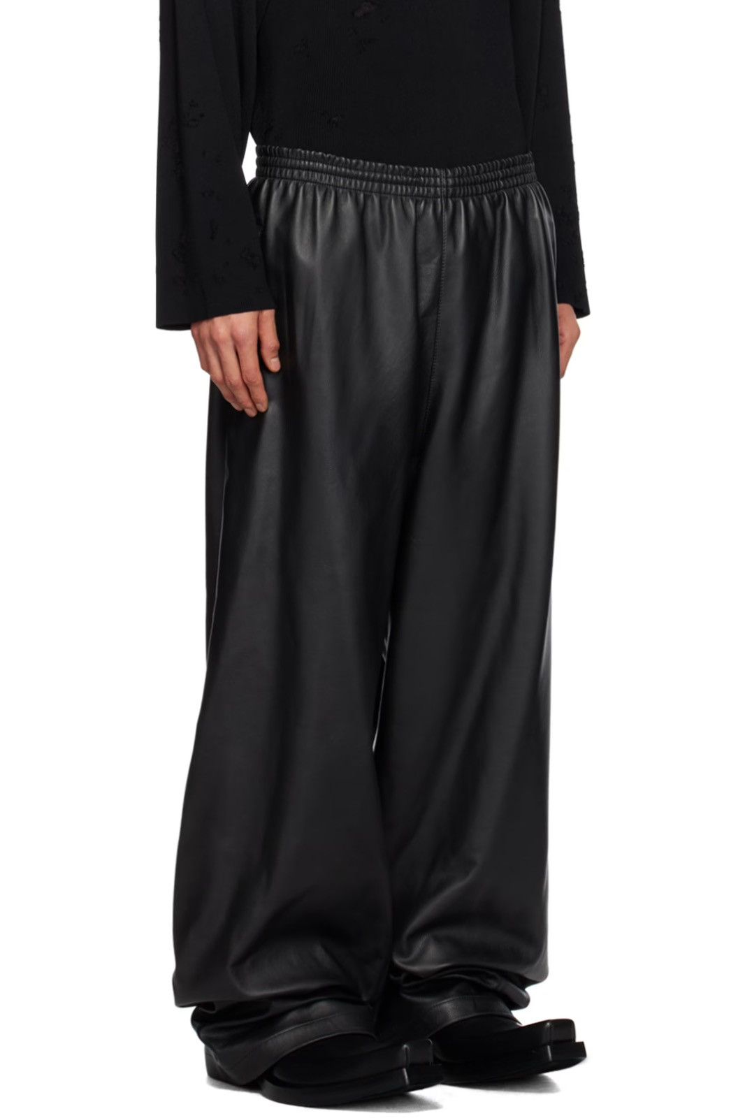 Balenciaga Balenciaga Black 3B Sports Icon Leather Pants Size US 32 / EU 48 - 6 Thumbnail