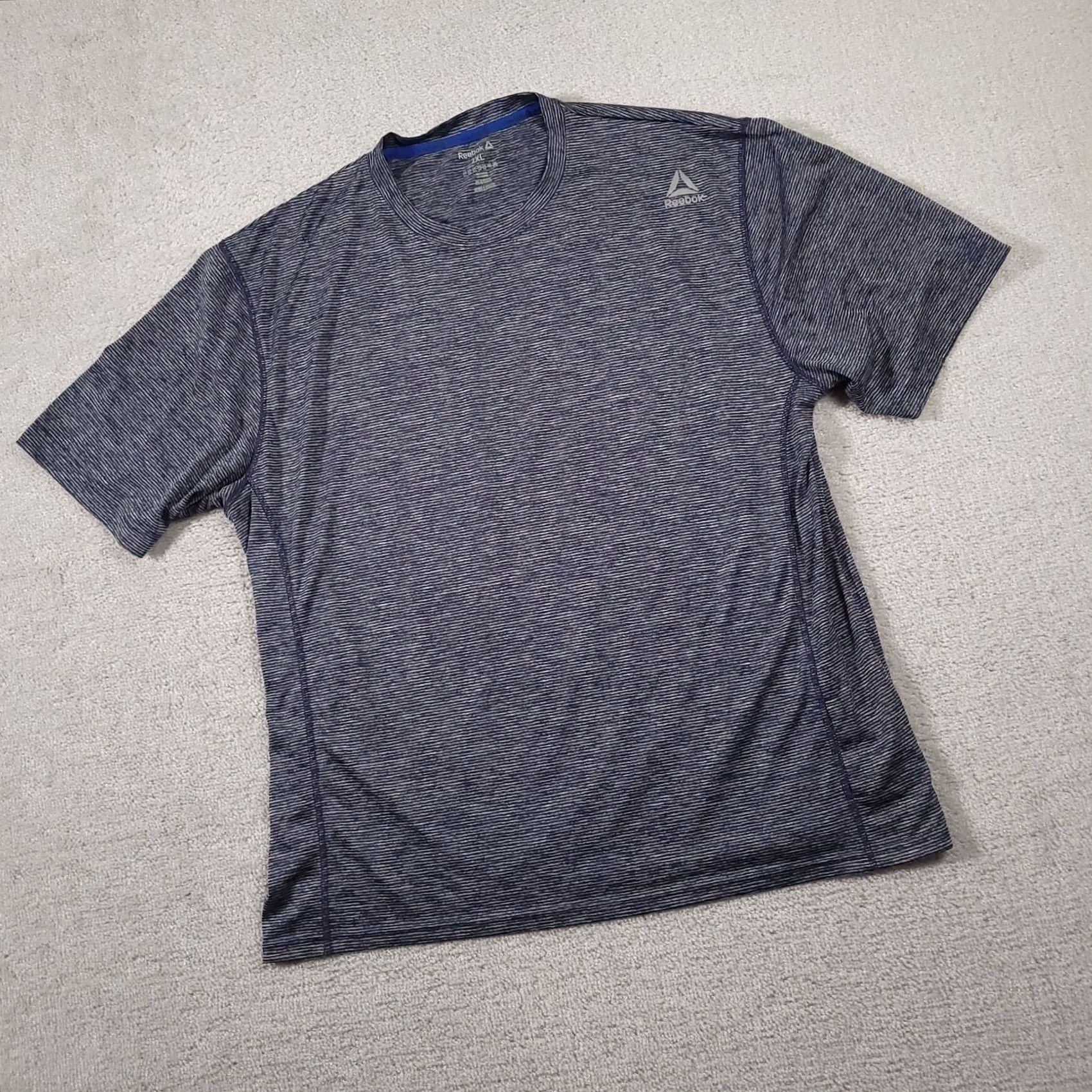 Reebok Reebok Activewear Shirt 2XL Blue Gray Polyester Reflective Short Sleeve Mens T Size US XXL / EU 58 / 5 - 2 Thumbnail