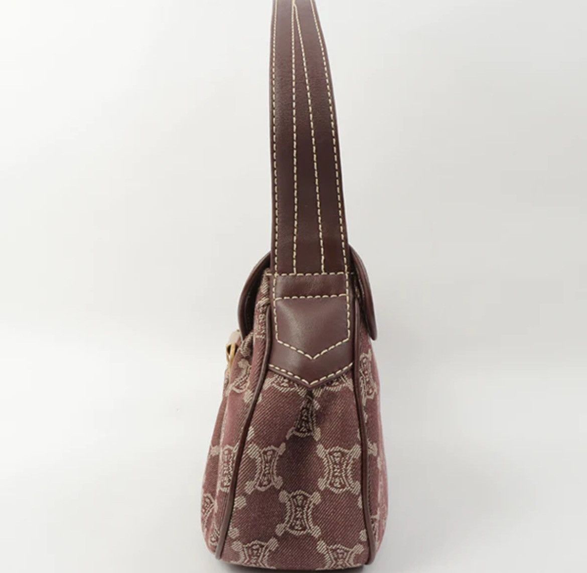 Celine Celine Macadam Pattern Logo Buckle Top Handle Bag Bordeaux Size ONE SIZE - 5 Thumbnail