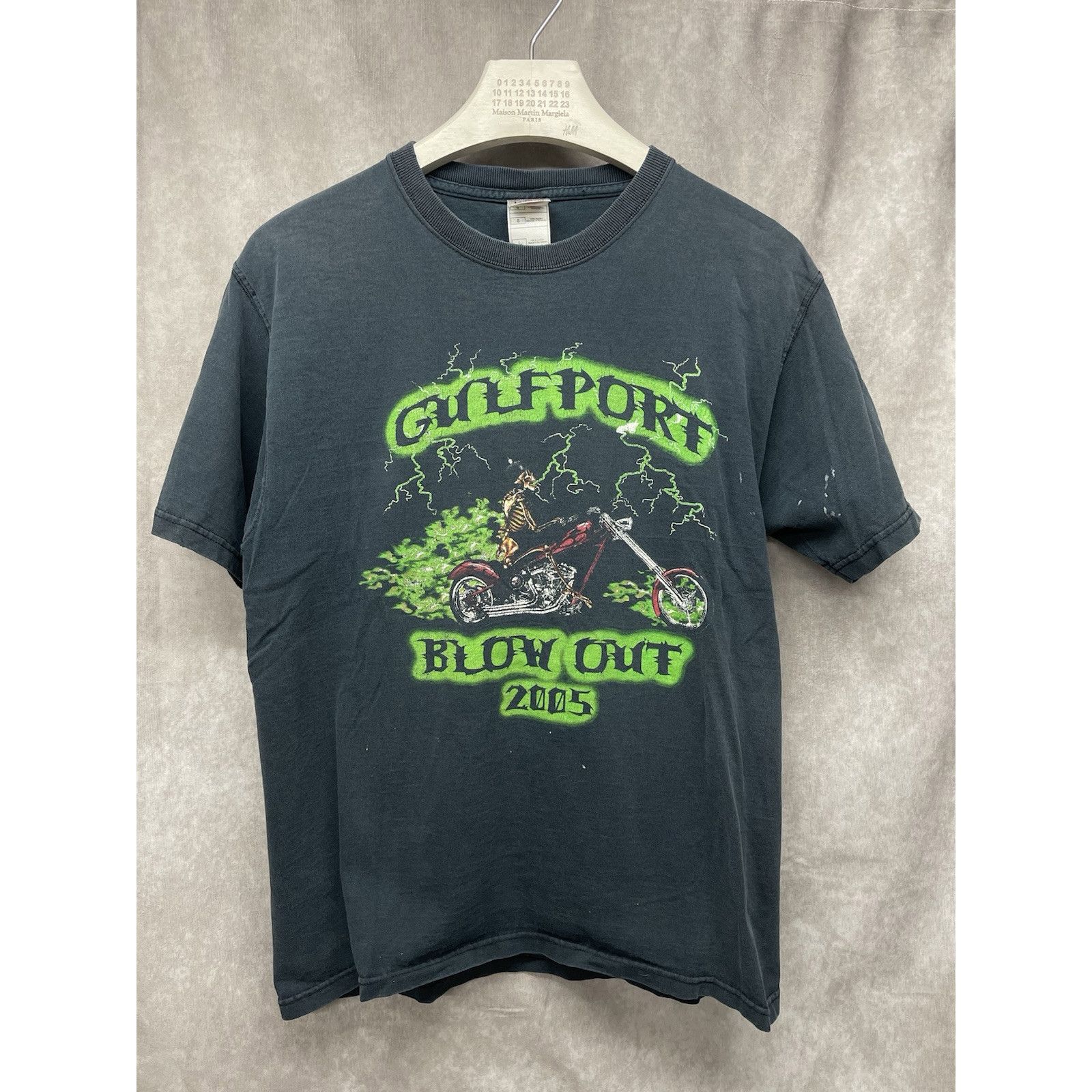 Hanes Vintage 2005 Y2K Gulfport Blowout Green Skull Flame Biker Sk Size US L / EU 52-54 / 3 - 1 Thumbnail