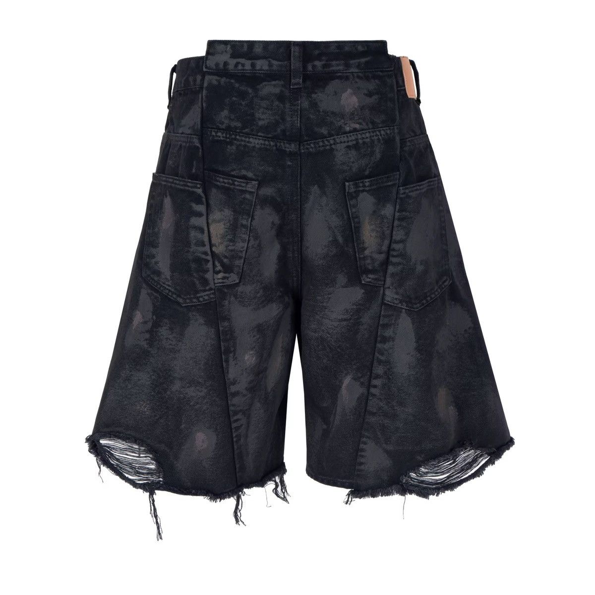 Other Designer Washed Y2k Hole Black Tassel Denim Shorts Size US 34 / EU 50 - 2 Thumbnail