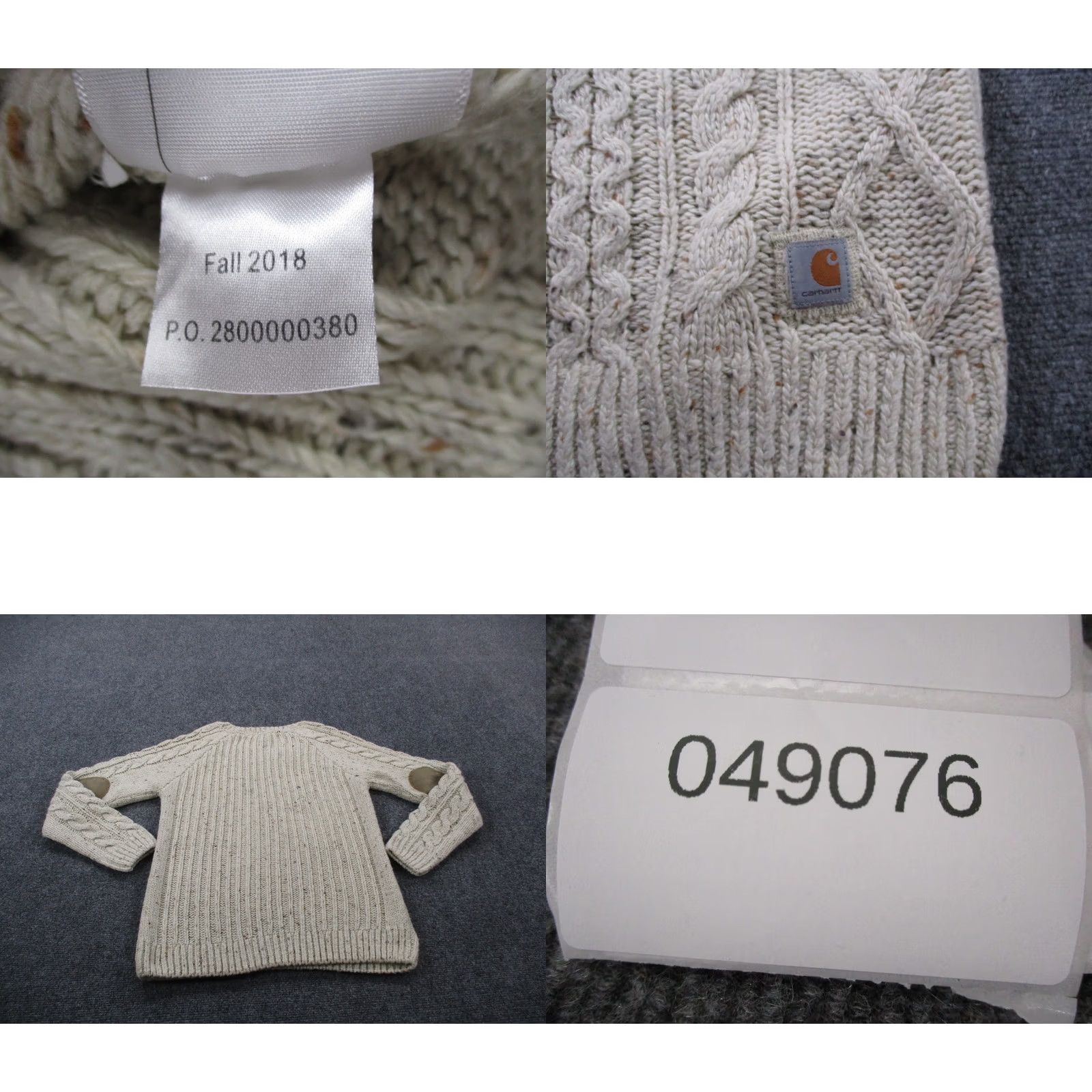 Carhartt Carhartt Sweater Womens S Wool Blend Cable Knit Elbow Patches Fisherman Beach Beige Crew Neck Pullover Sweater Womens Size S Size S / US 4 / IT 40 - 8 Thumbnail