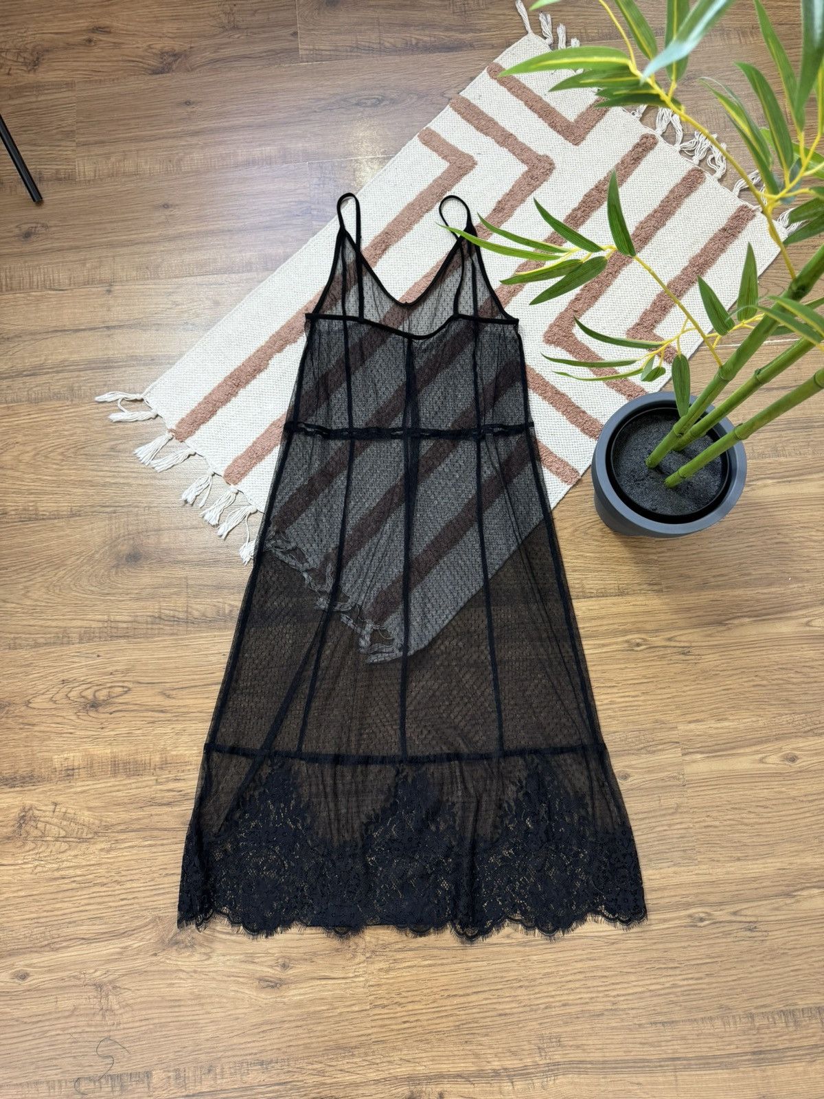 Vintage VINTAGE FULL MESH 2000s RUFFLES MAXI DRESS Size M / US 6-8 / IT 42-44 - 5 Thumbnail