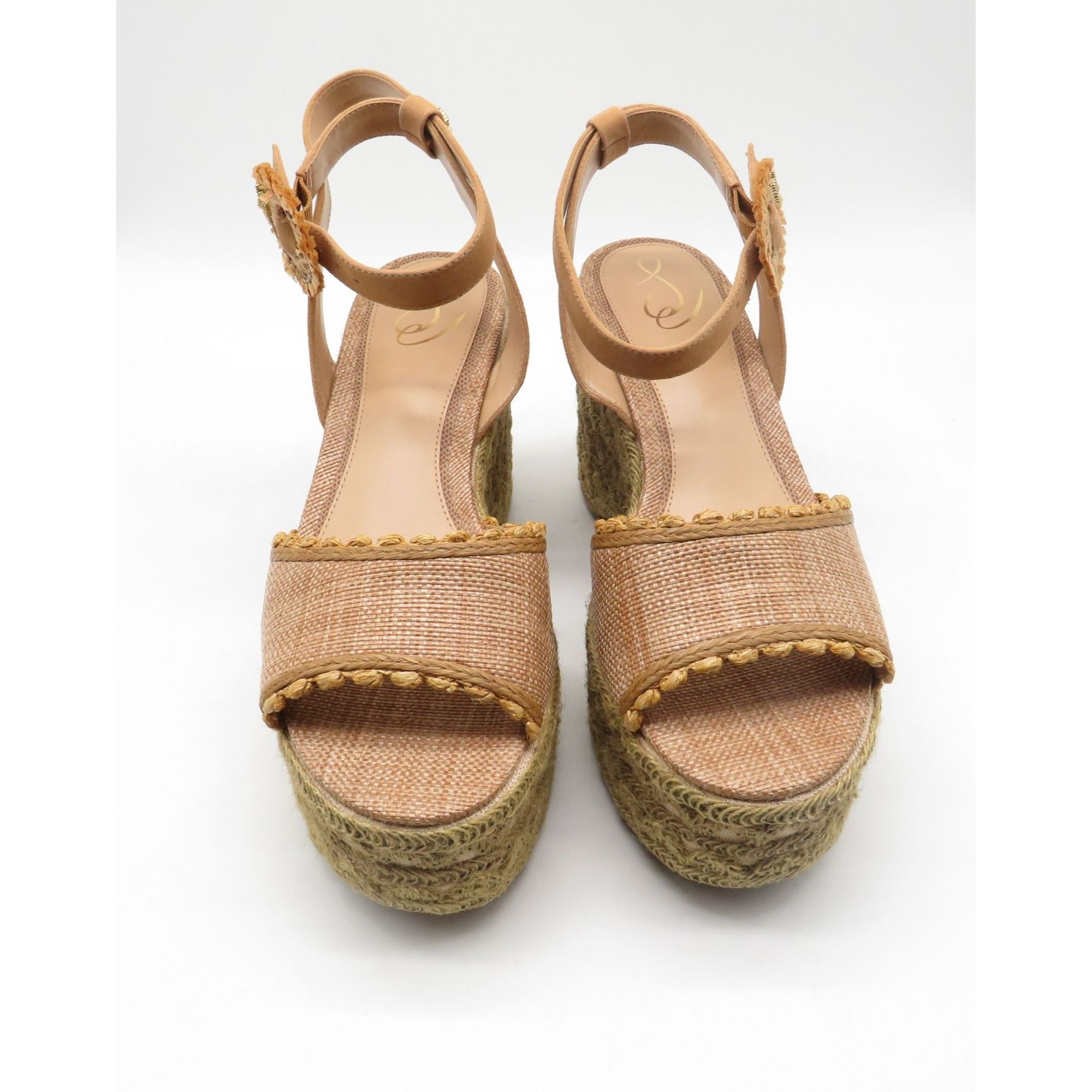 Sam Edelman Sam Edelman Amber Tan Raffia Suede Platform Wedge Sandals US Size US 10 / IT 40 - 3 Thumbnail