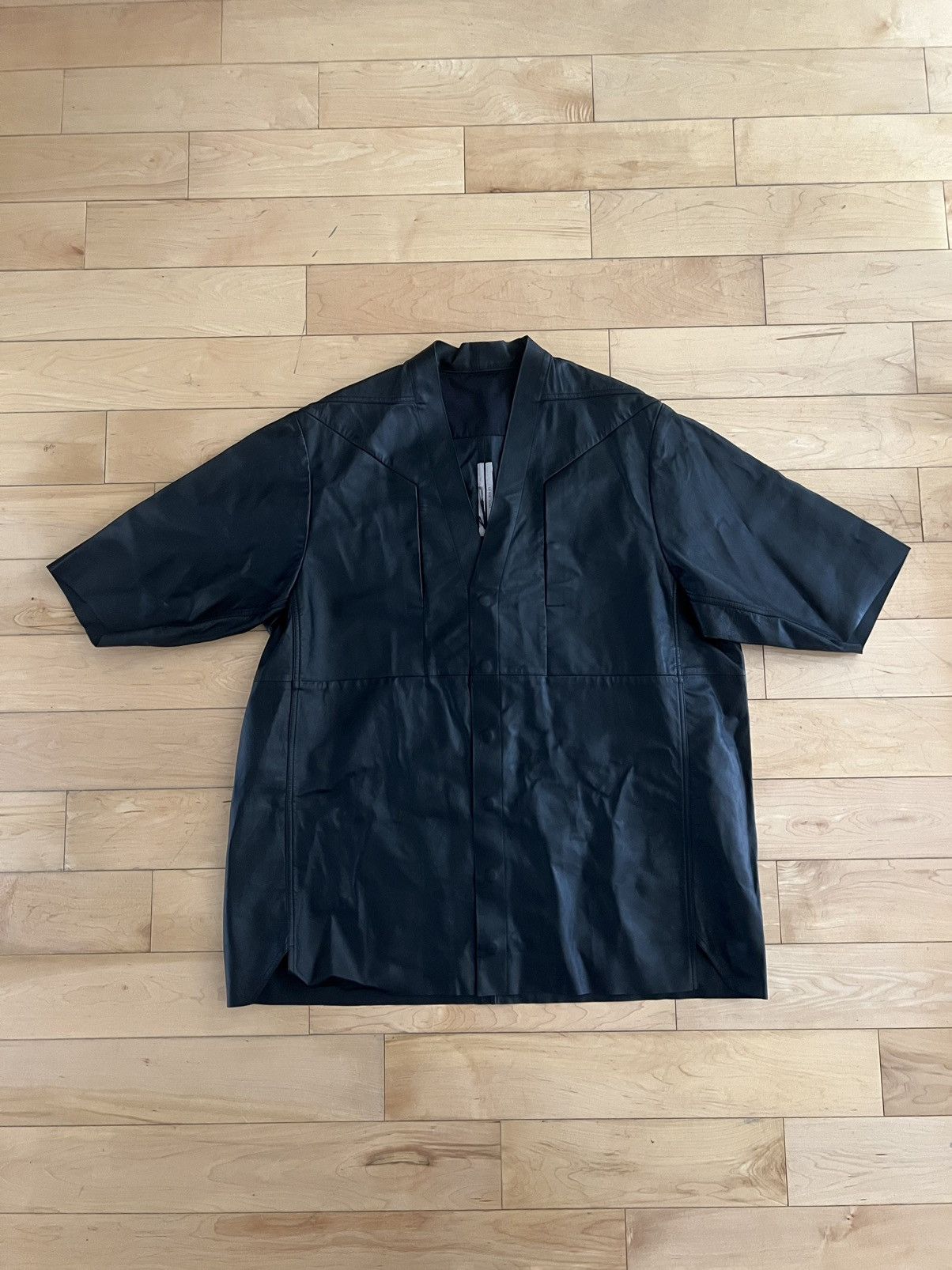 Rick Owens Rick Owens Black Faun Leather Lambskin Shirt Edfu SS23 Size US M / EU 48-50 / 2 - 4 Thumbnail