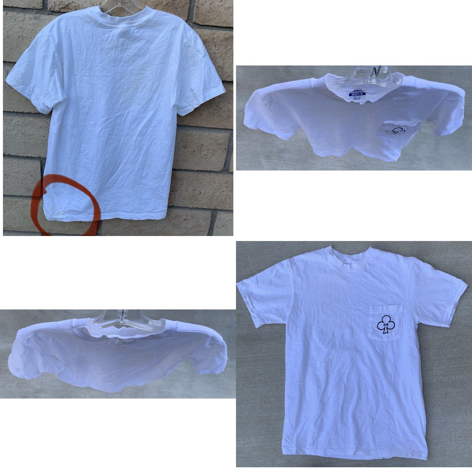 Hanes VINTAGE Hanes Beefy-T 44 Ace of Clubs Pocket T Shirt Mens M White Cotton Single Stitch Graphic Print 1980s Size US M / EU 48-50 / 2 - 8 Thumbnail