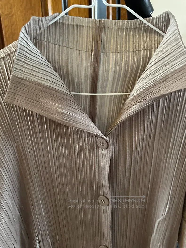 Issey Miyake Issey Miyake Beige-gray Gradient Mid-length Waisted Coat Size XXL / US 16-18 / IT 52-54 - 2 Thumbnail