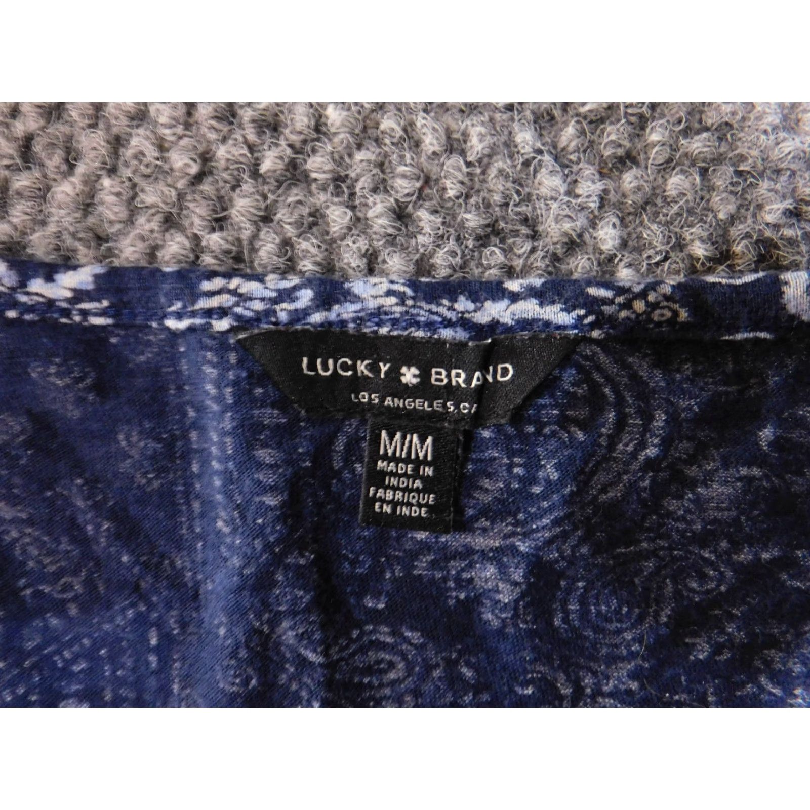 Lucky Brand Lucky Brand Blouse Womens M Blue Paisley Boho Peasant Top Shirt Casual Womens M Blue Paisley Peasant Top Size M / US 6-8 / IT 42-44 - 6 Thumbnail