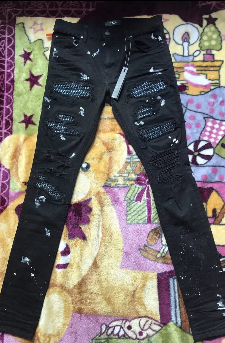 Amiri amiri ice blue artistic splash black jeans Size US 32 / EU 48 - 1 Thumbnail