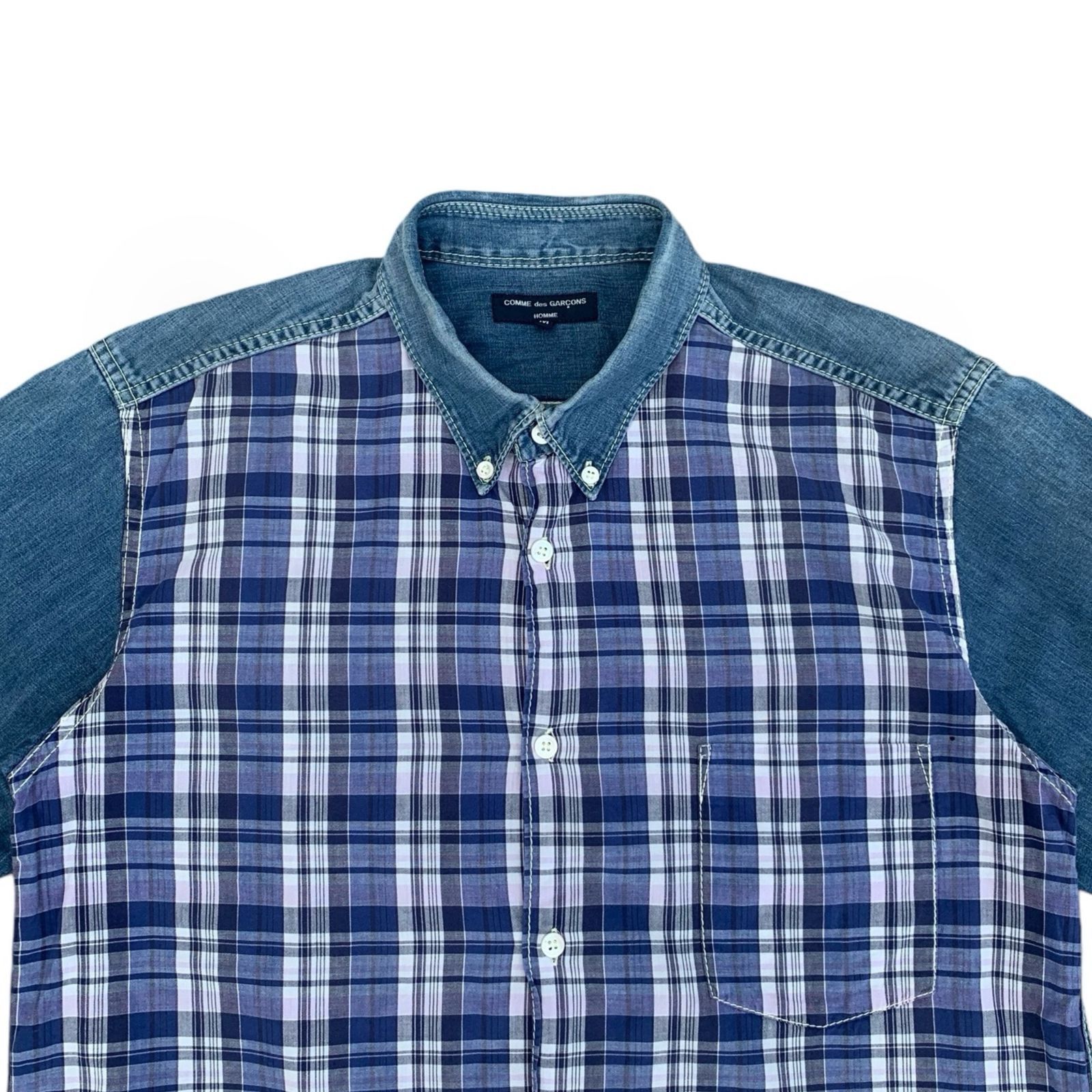 Comme des Garcons × Vintage 💥Vintage Comme des Garcons Plaid Denim SS Shirt Size US M / EU 48-50 / 2 - 5 Thumbnail