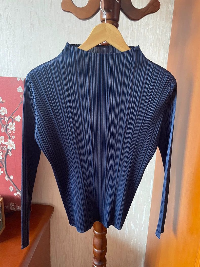 Issey Miyake Issey Miyake size:3 Blue pleated long-sleeved shirt Size XS / US 0-2 / IT 36-38 - 2 Thumbnail