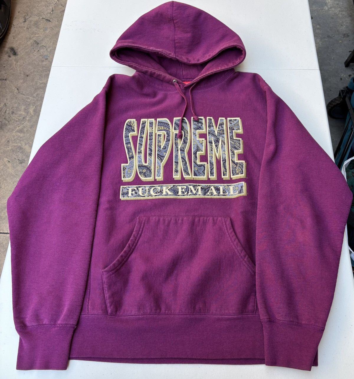 Pre-owned Supreme Fuck Em All Hoodie Purple