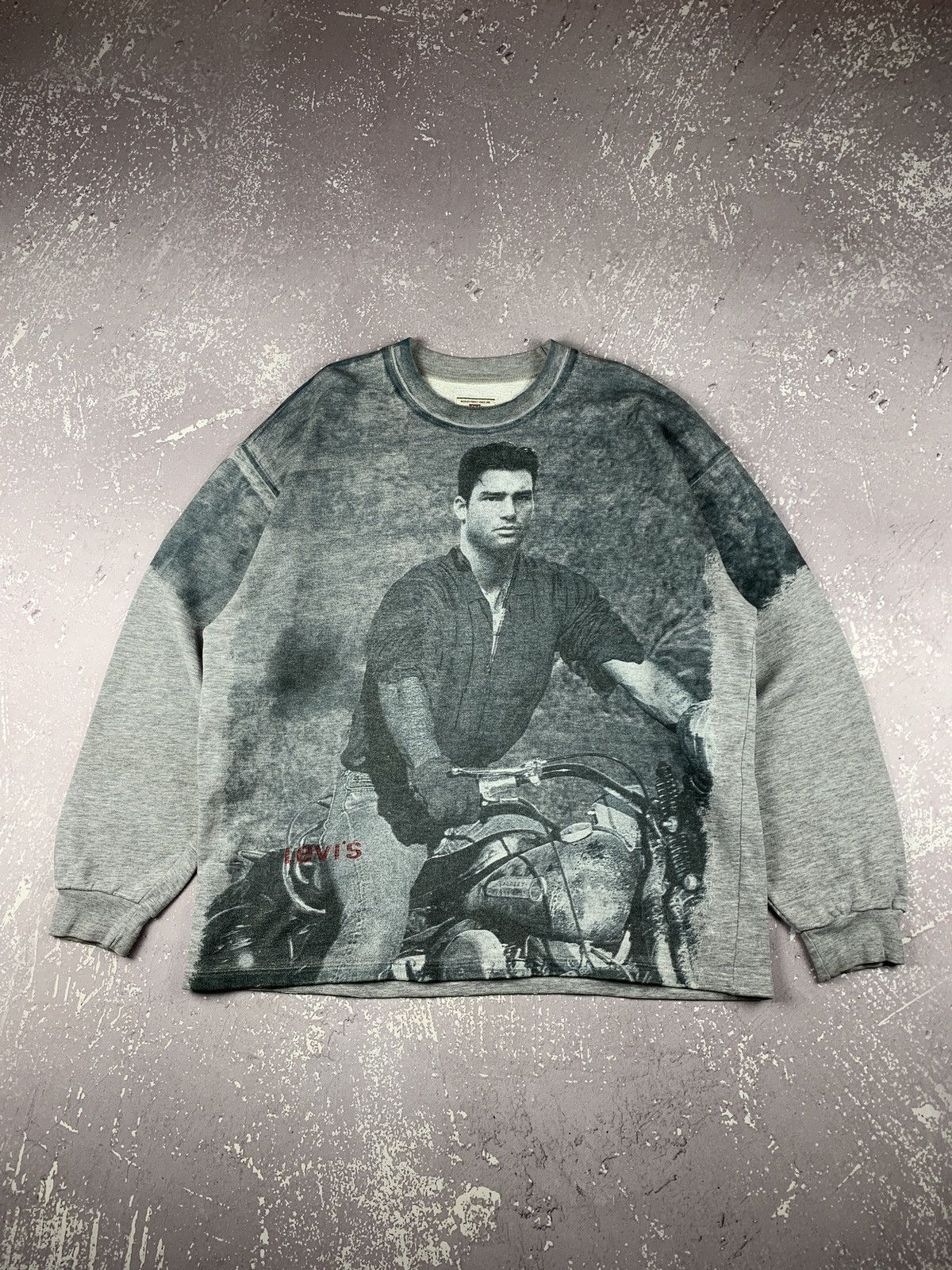 Levi's 80-90s Italy Levis Nick Kamen Moto All Over Print Sweatshirt Size US XL / EU 56 / 4 - 1 Thumbnail