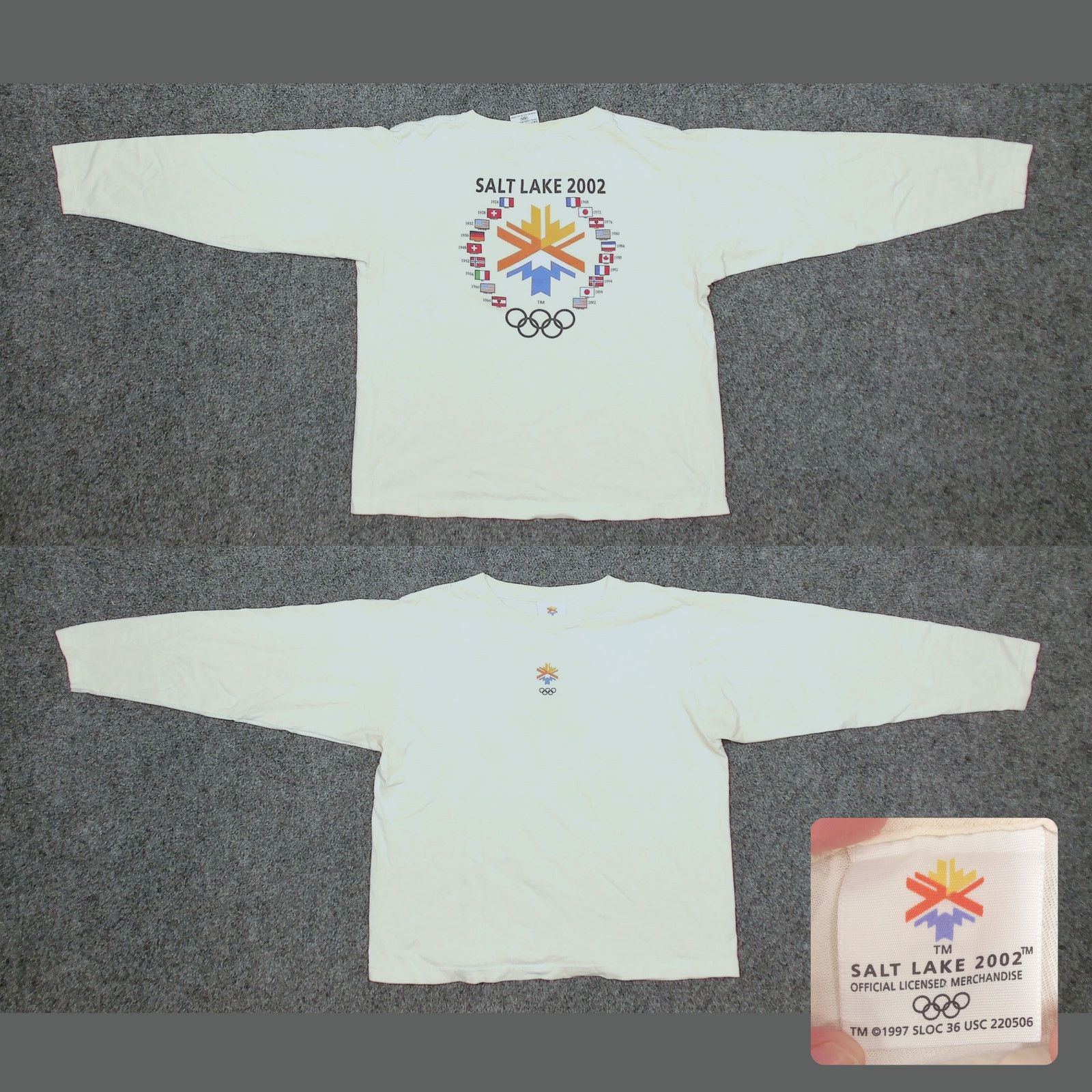 Vintage VTG 1997 Salt Lake 2002 Olympics Flags Boxy Cropped L/S Tee Size US L / EU 52-54 / 3 - 1 Thumbnail
