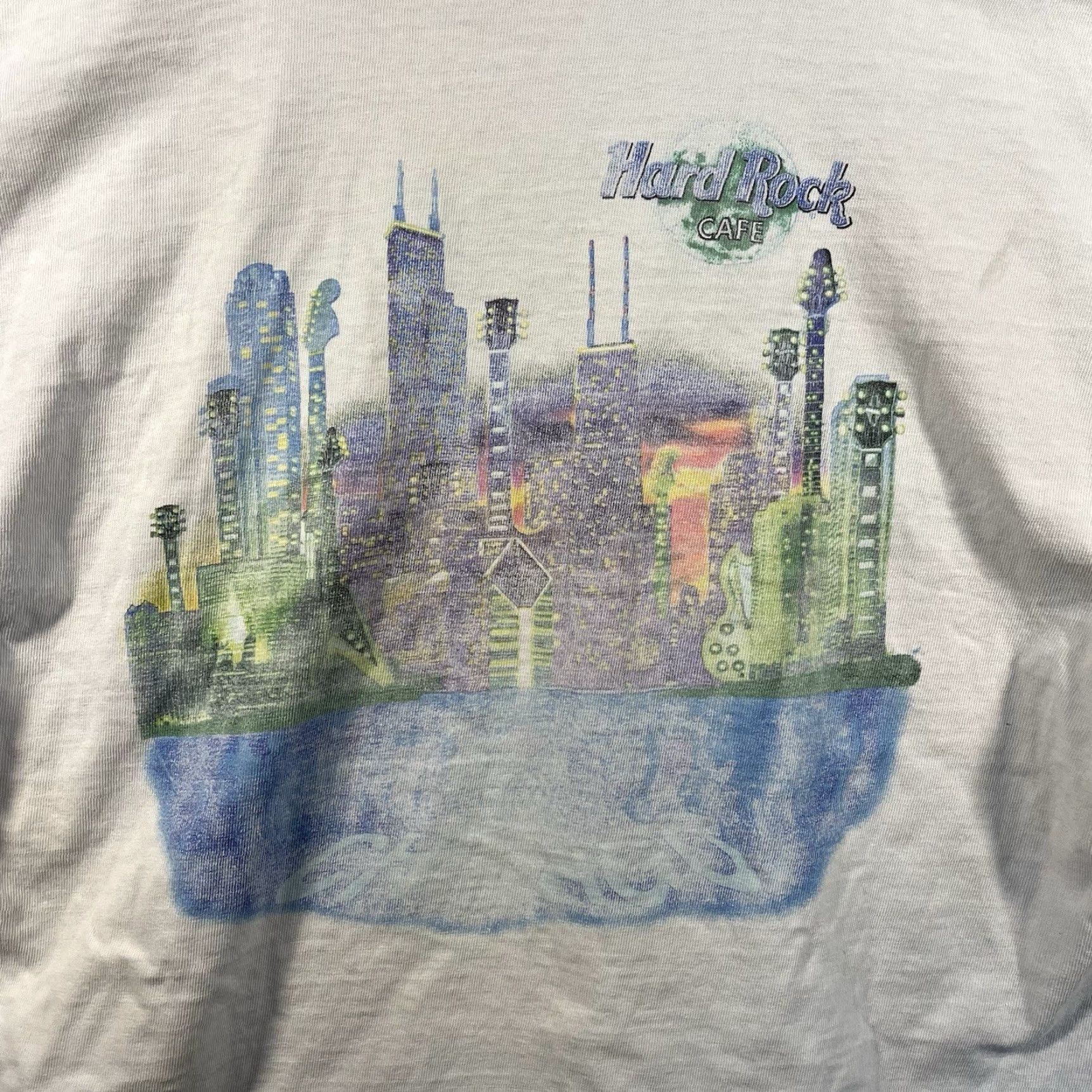 Hard Rock Cafe VINTAGE Hard Rock Cafe Shirt Men Large White 80s Short Sleeve Graphic Chicago L Mens Size US L / EU 52-54 / 3 - 2 Thumbnail