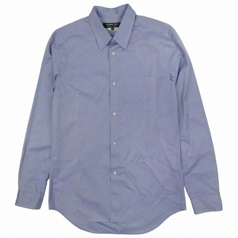 Comme des Garcons Homme Deux Shirt herringbone cut and sew long sleeves cotton Navy Size US M / EU 48-50 / 2 - 1 Thumbnail