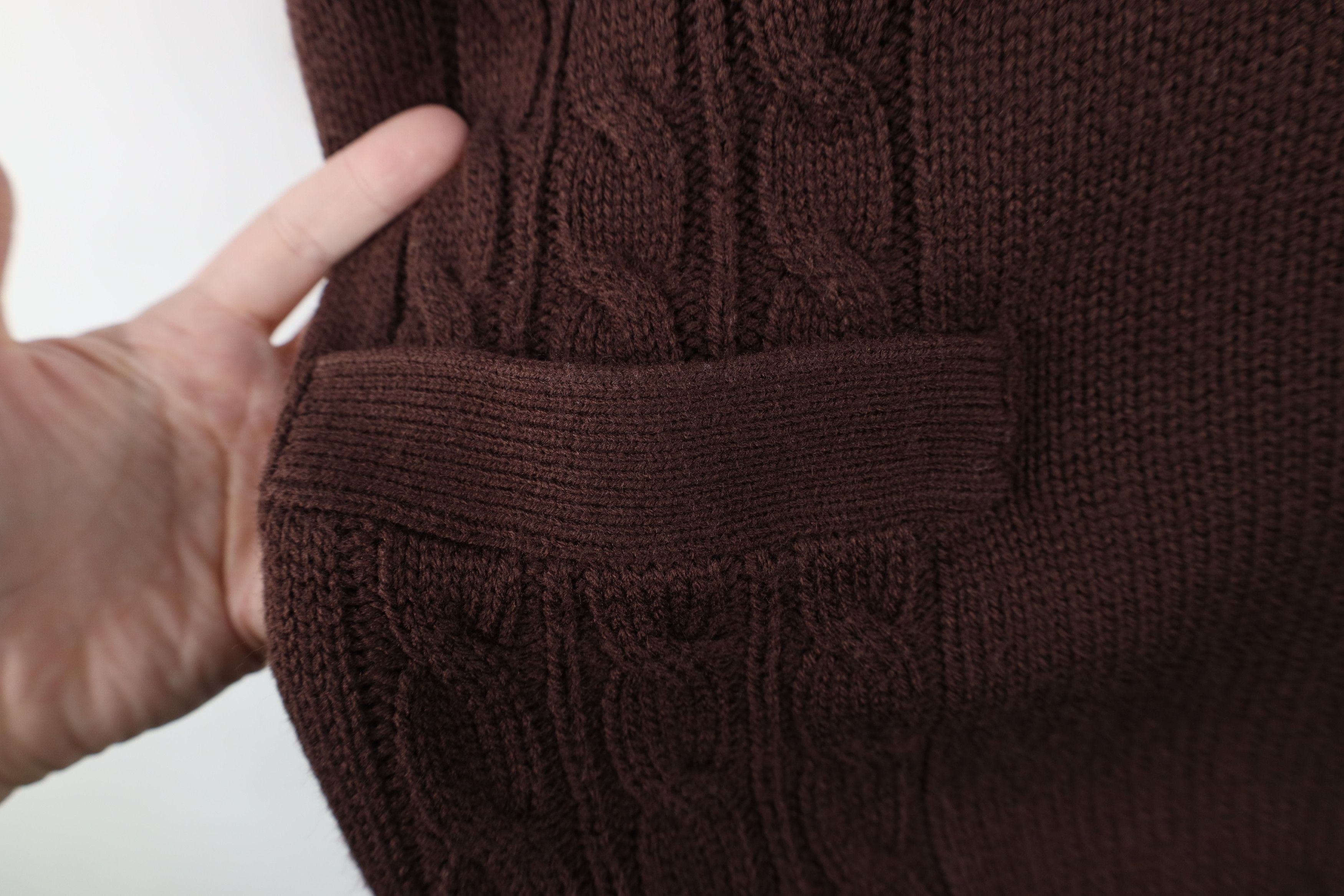 Vintage Vintage 90s Streetwear Cable Knit Cardigan Sweater Brown Size L / US 10 / IT 46 - 5 Thumbnail