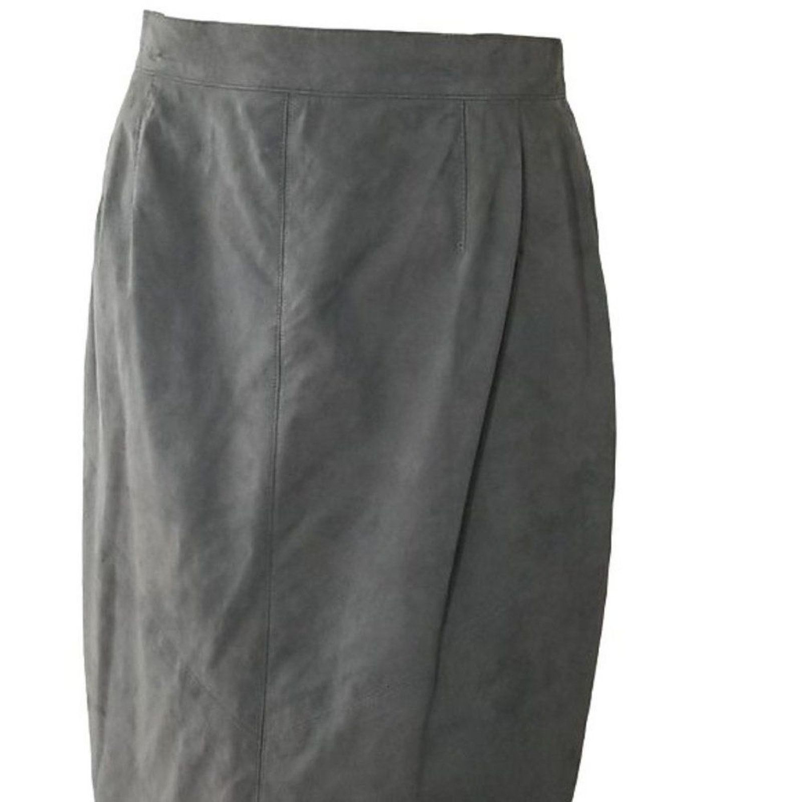 Vintage Vintage Austin Reed Grey Magna Suede Skirt Size 34" / US 12 / IT 48 - 5 Thumbnail
